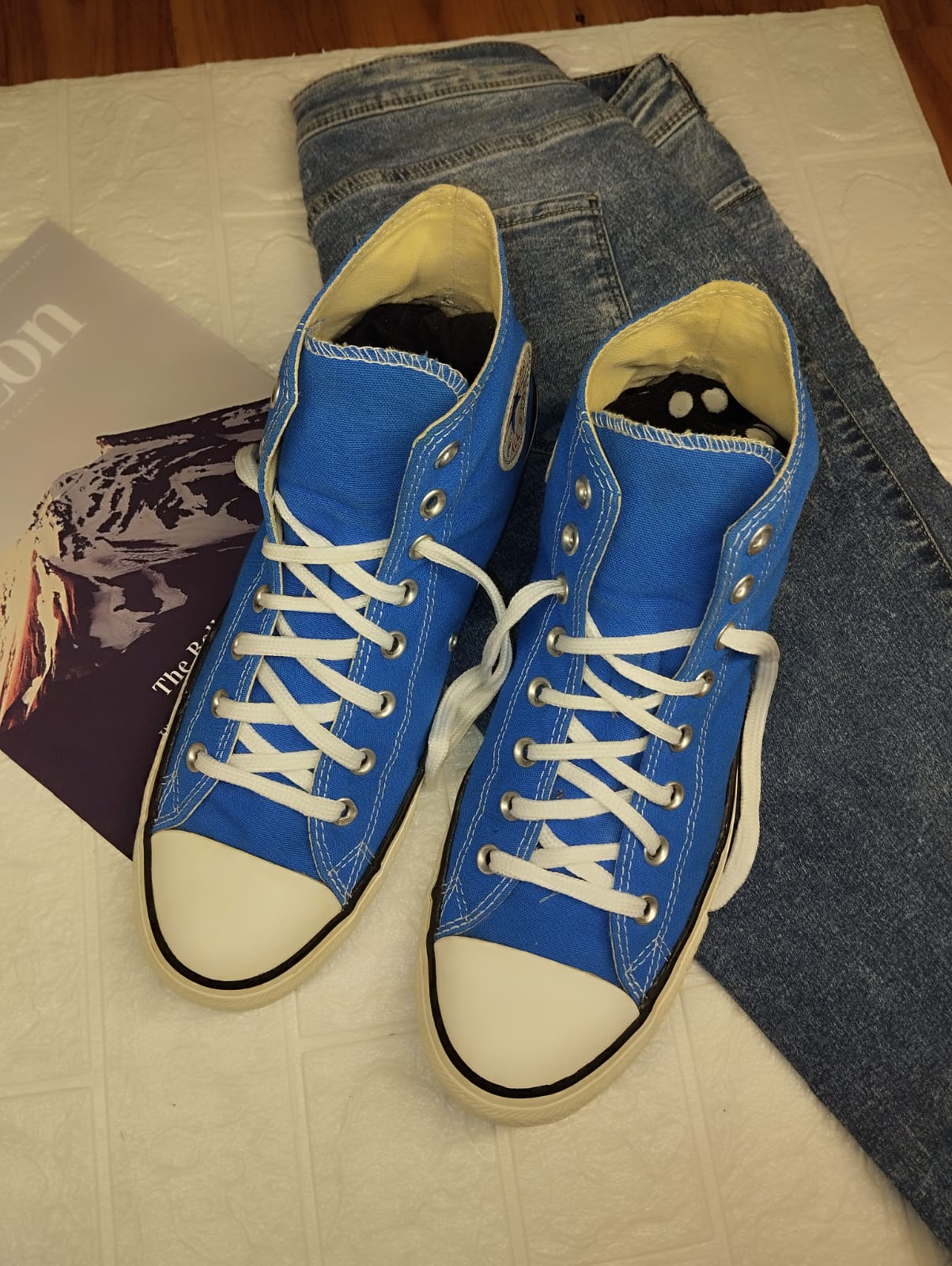 Blue high rise converse