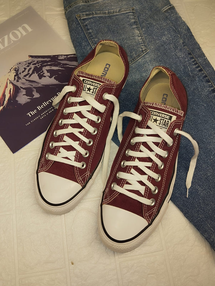 Burgundy low rise converse OG