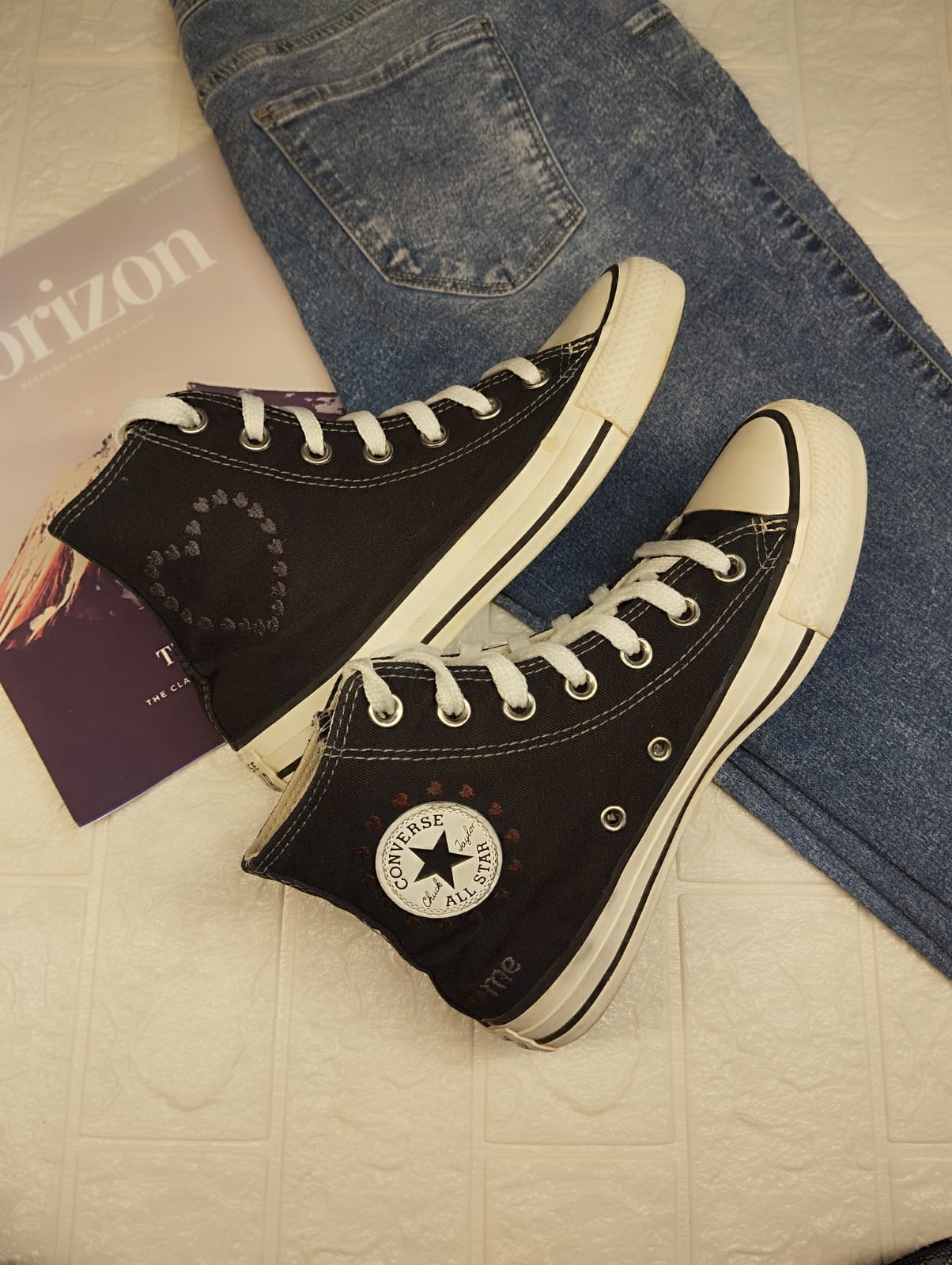 Black heart high rise converse