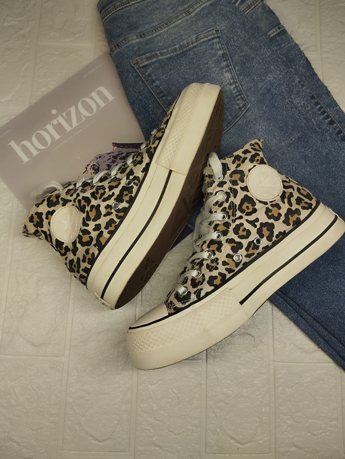 Leopard print high rise platform