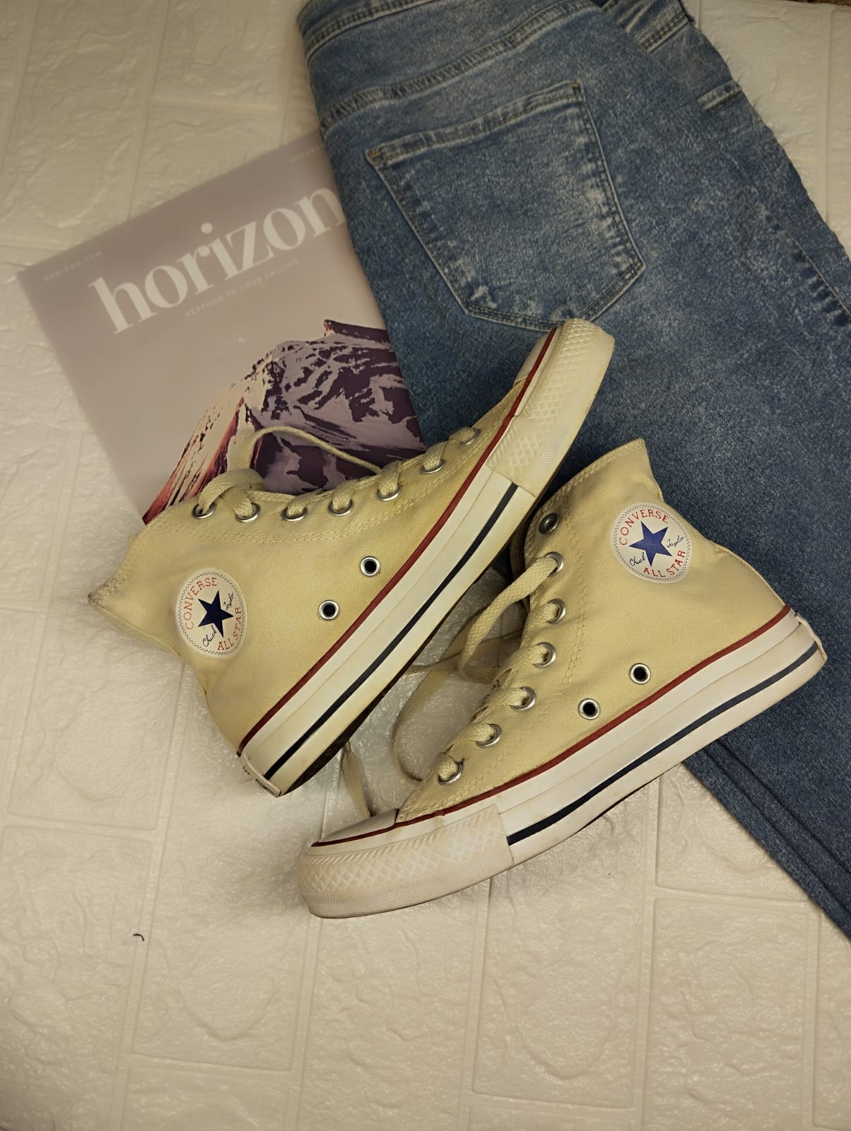 Cream high rise converse
