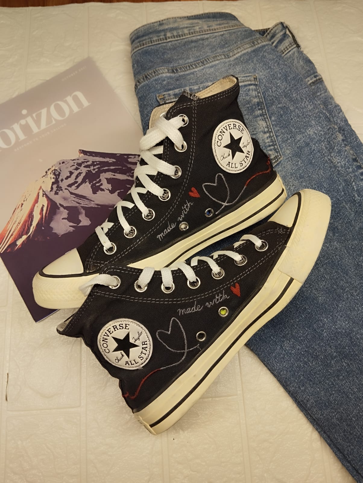 Black heart high rise converse