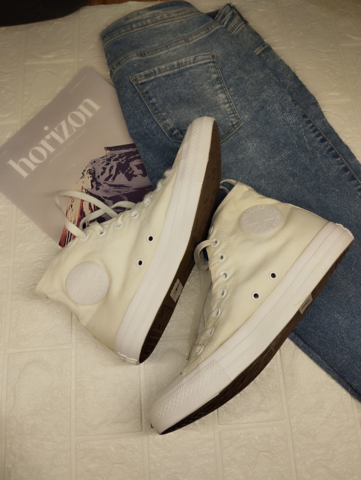 Full white high rise converse
