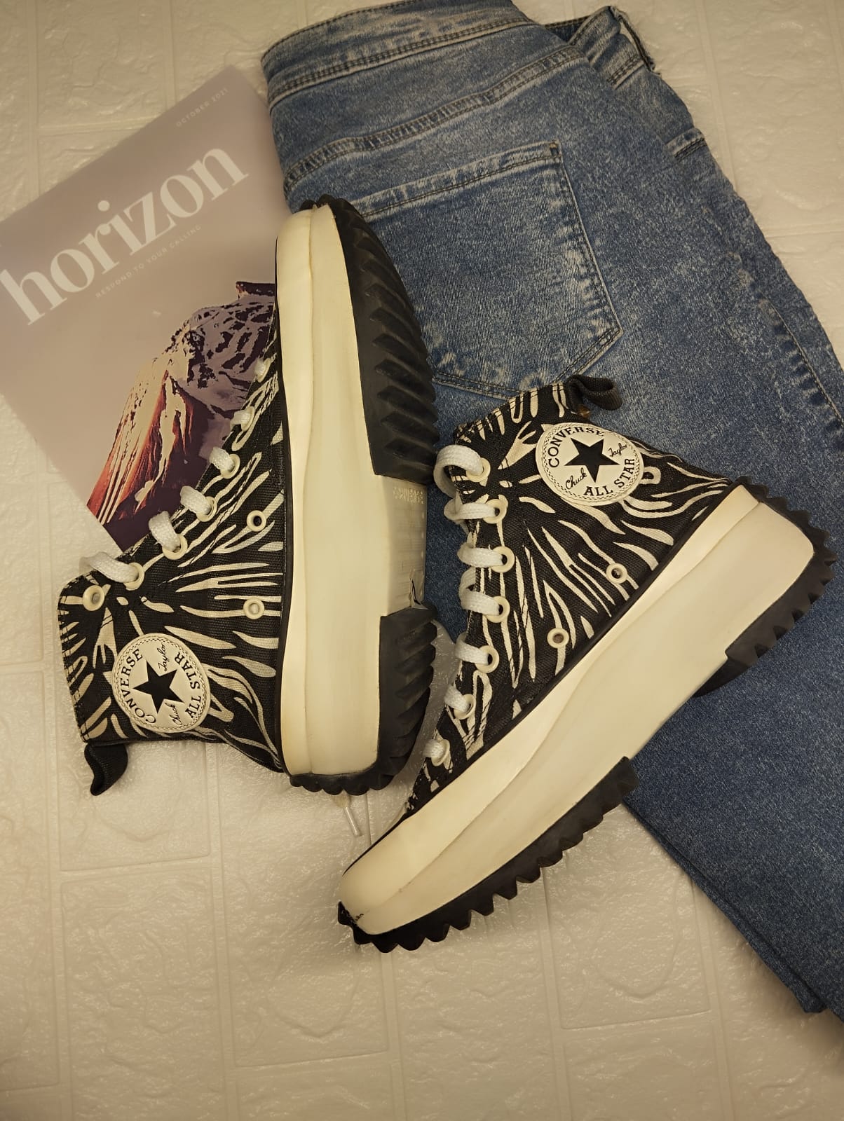 Zebra print high rise chunky