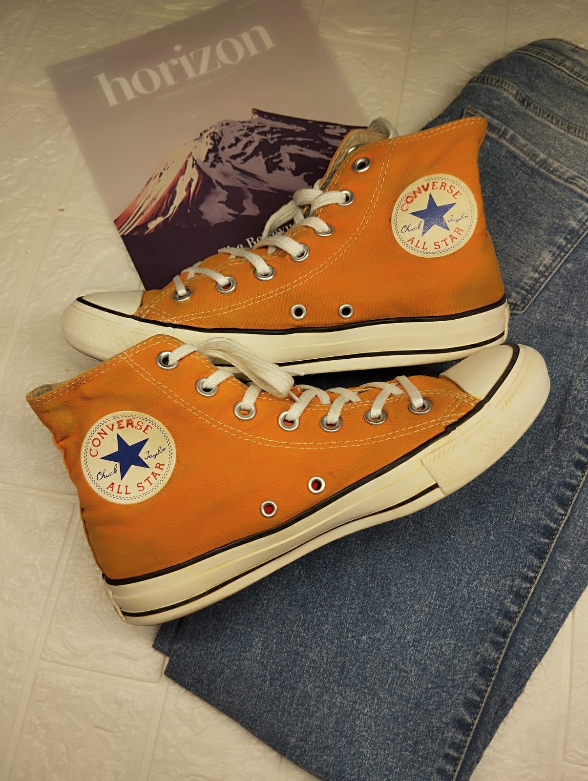 Orange high rise converse