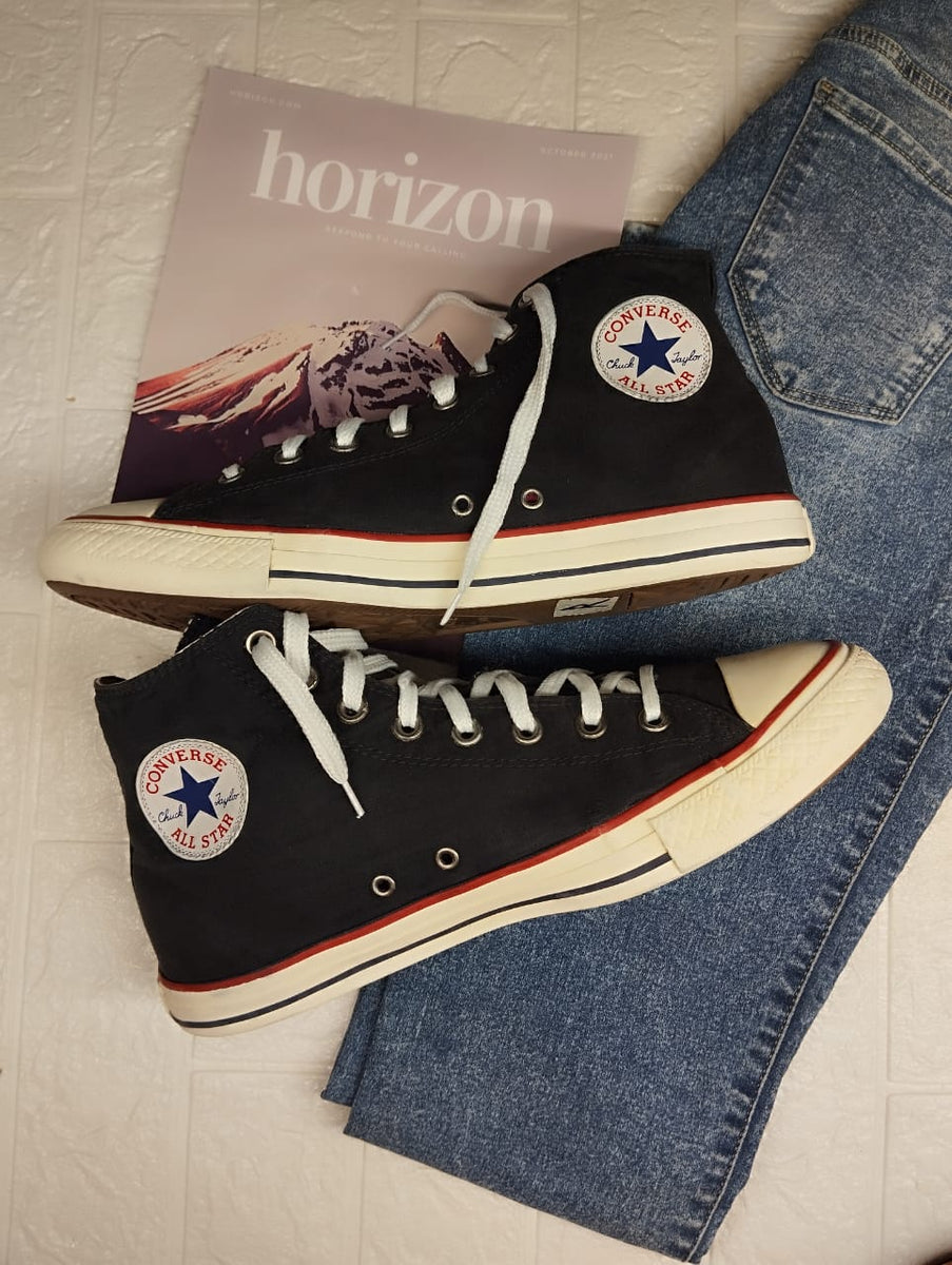 Black high rise converse (red line) – shoebaazar