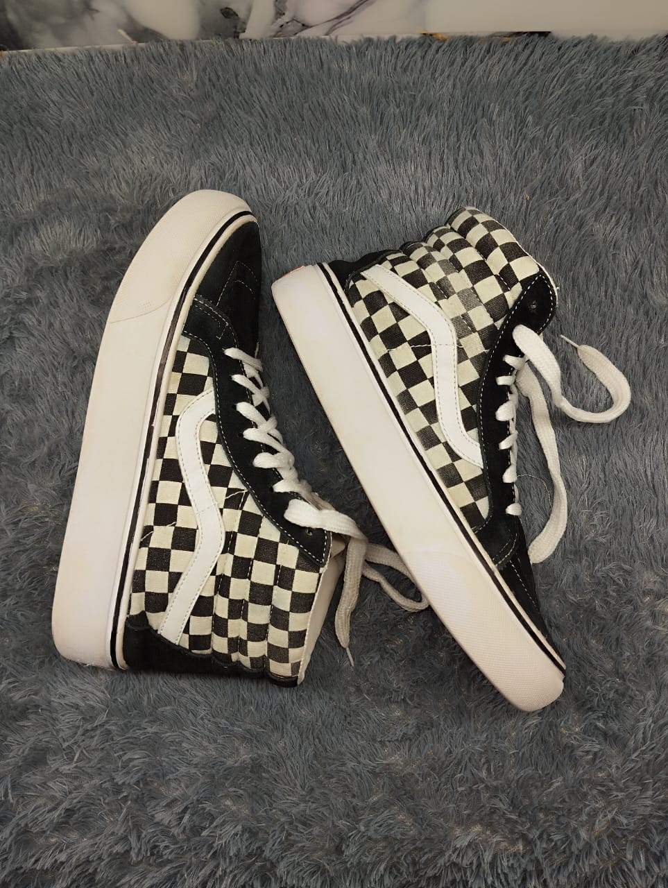 Checkered high rise vans