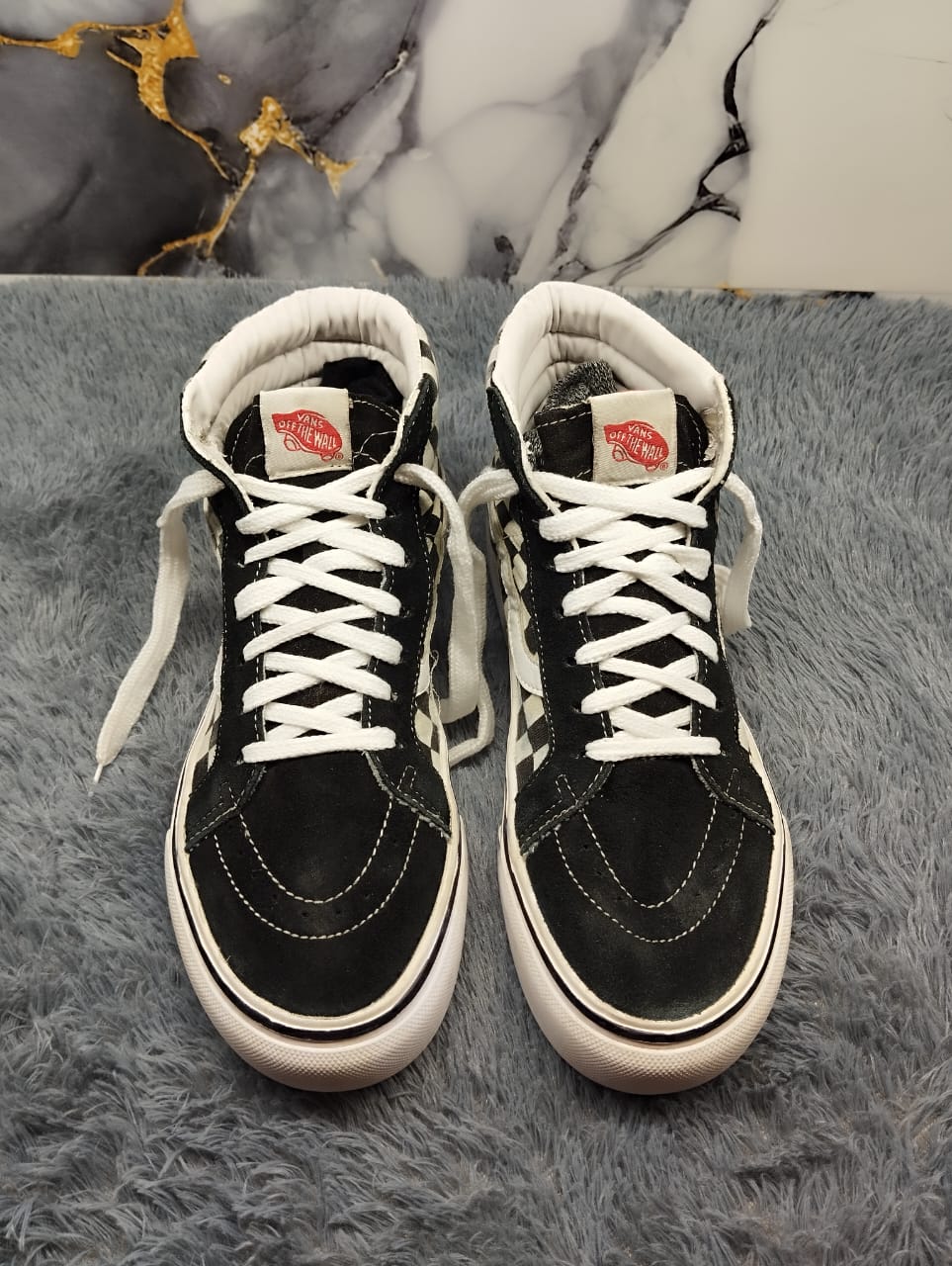 Checkered high rise vans