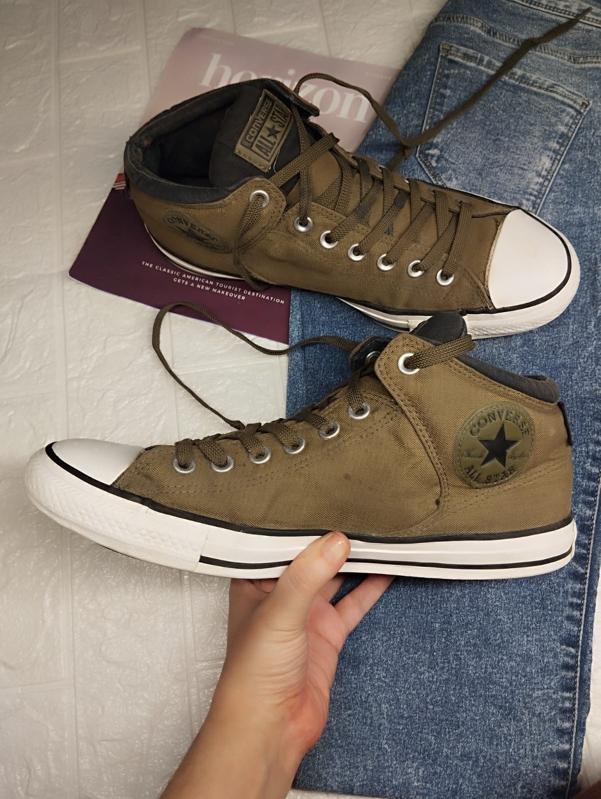 Brown ankle cut converse
