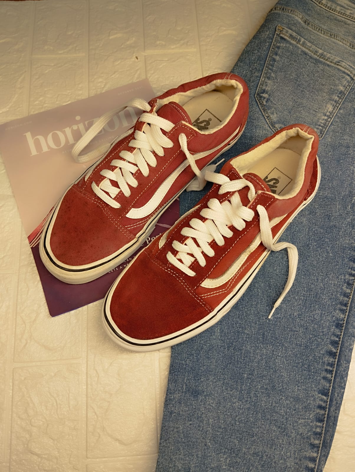 Burgundy low rise vans