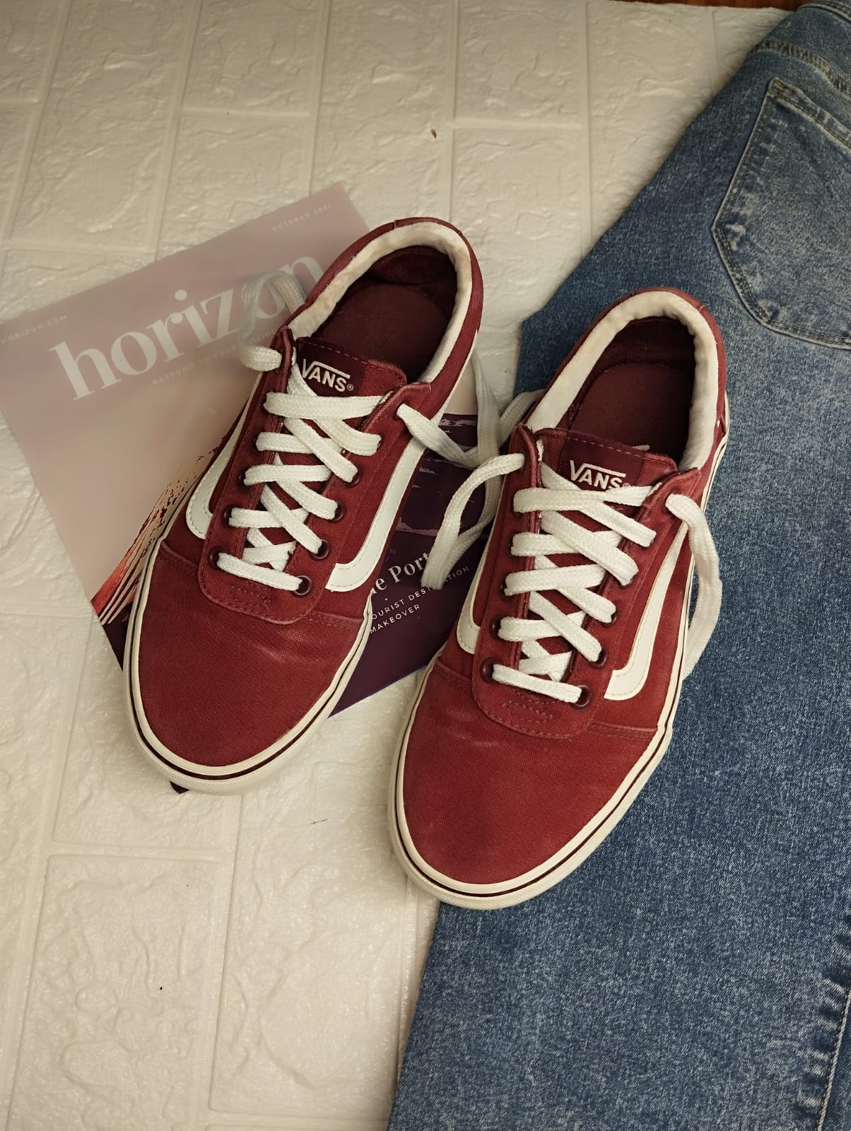 Burgundy low rise vans