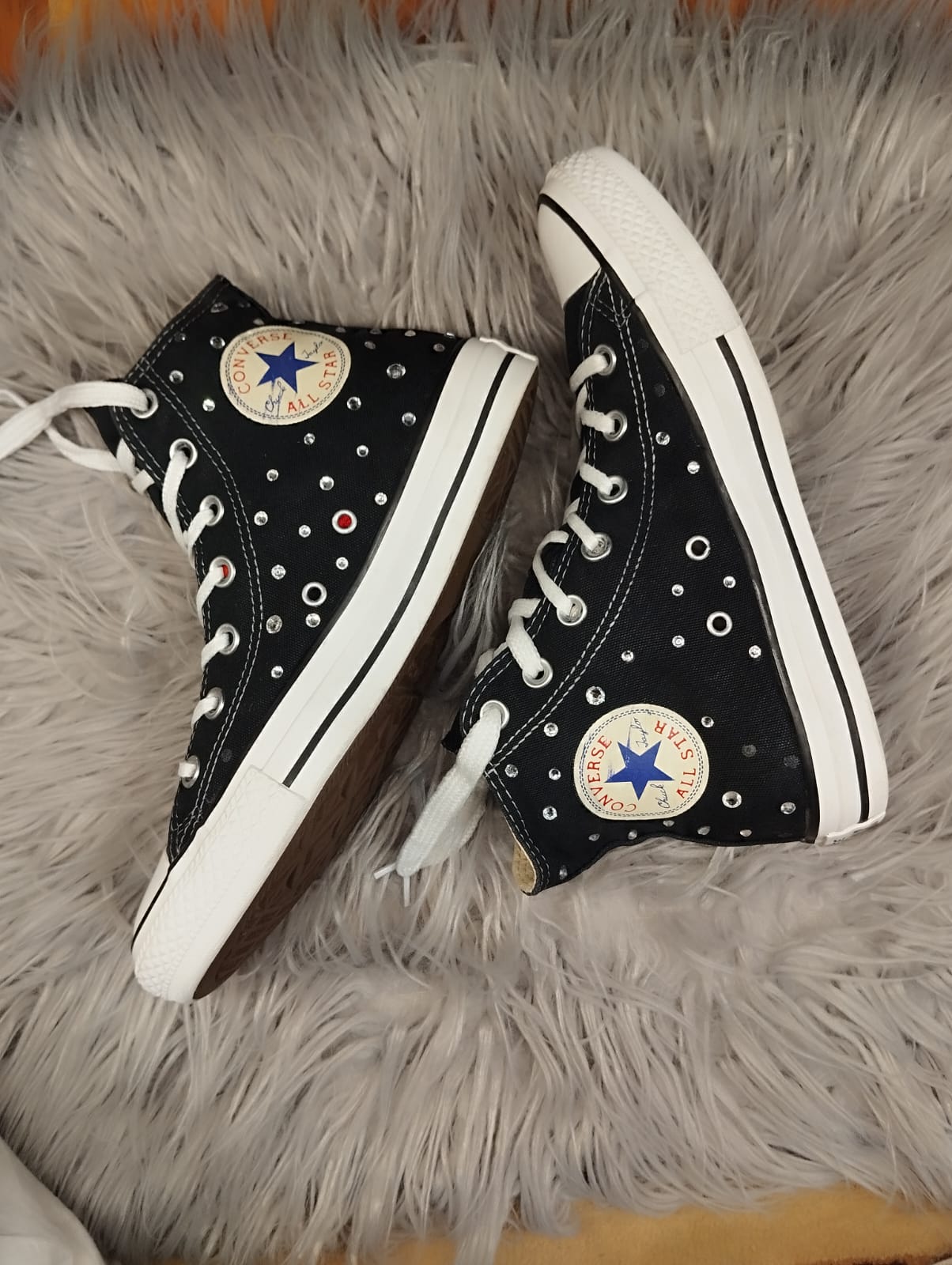 Rhinestone high rise converse