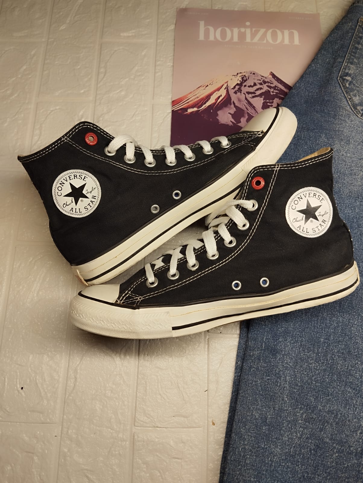 Black and white high rise converse