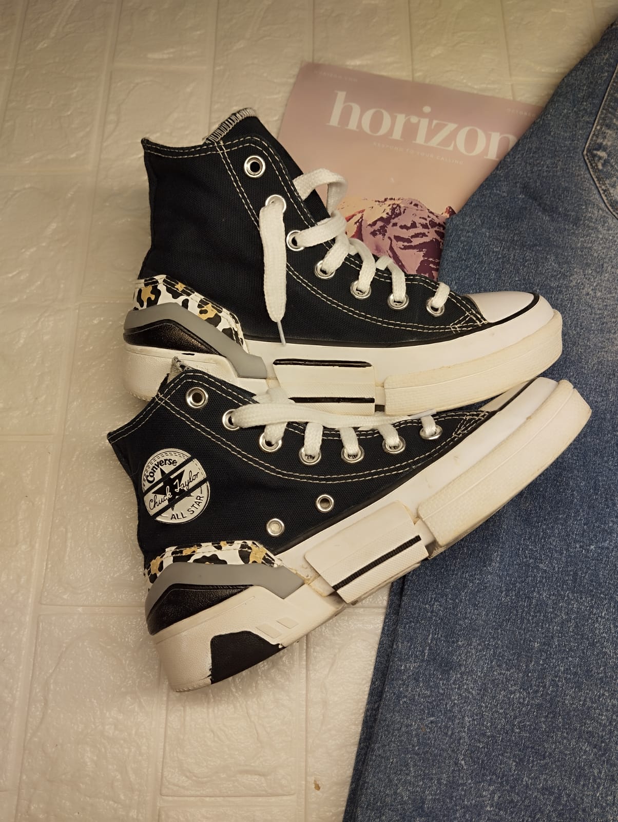 Black zebra print chunky