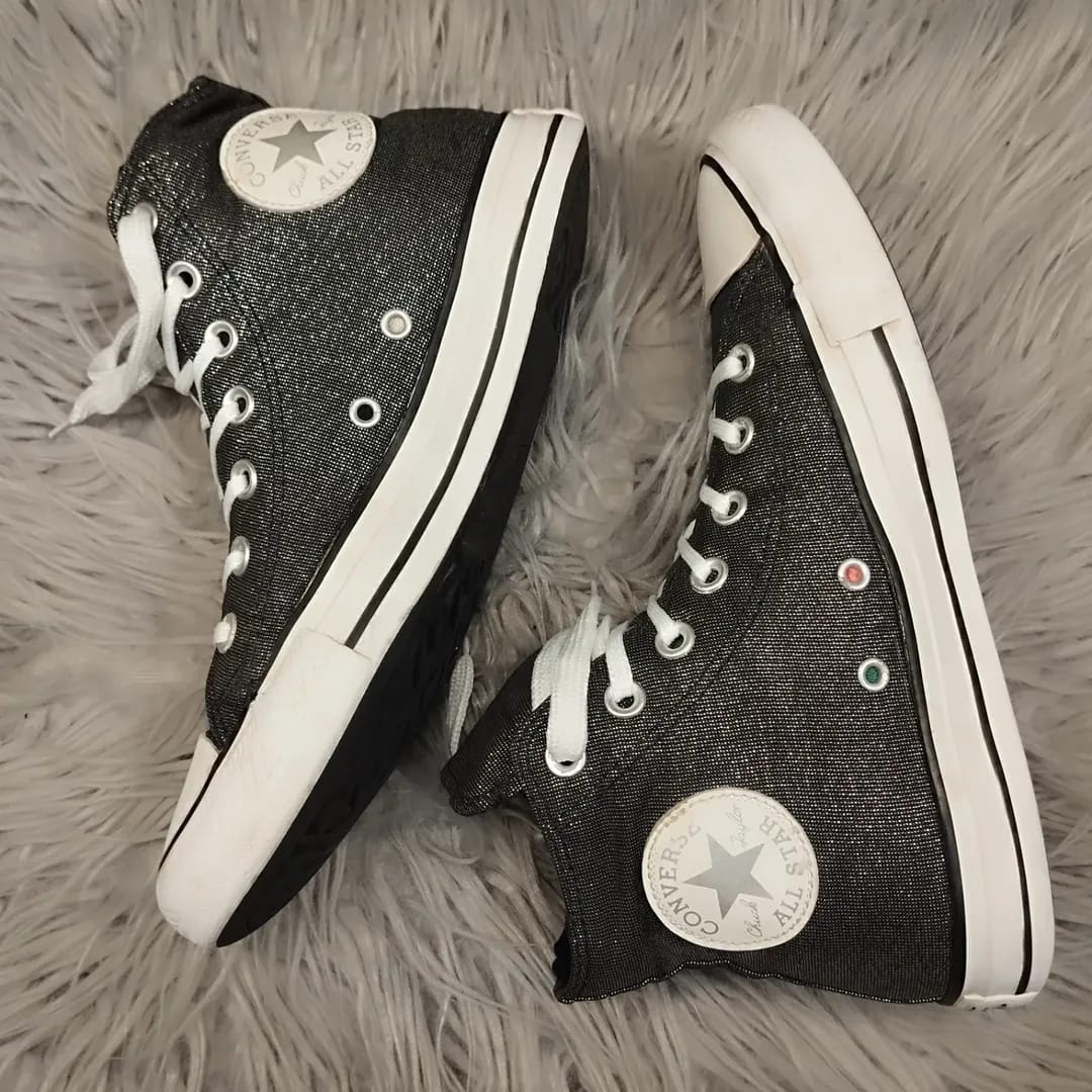 Black glitter high rise converse
