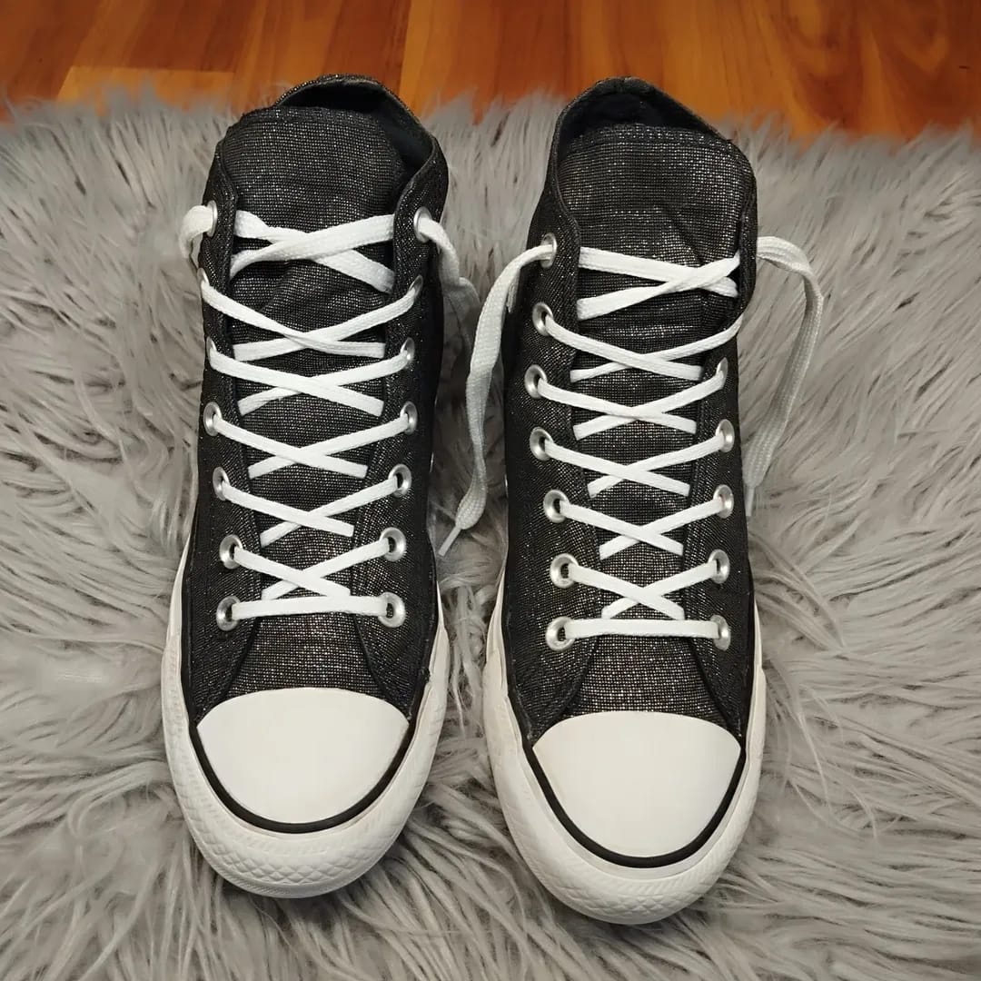 Black glitter high rise converse