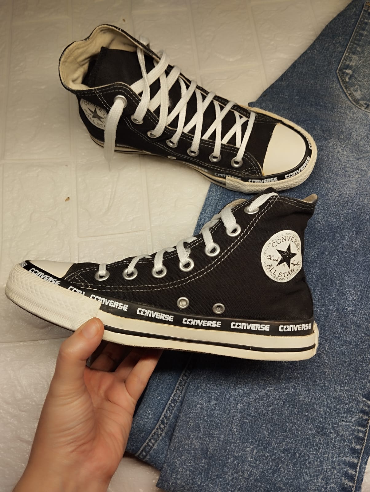 Black and white high rise converse