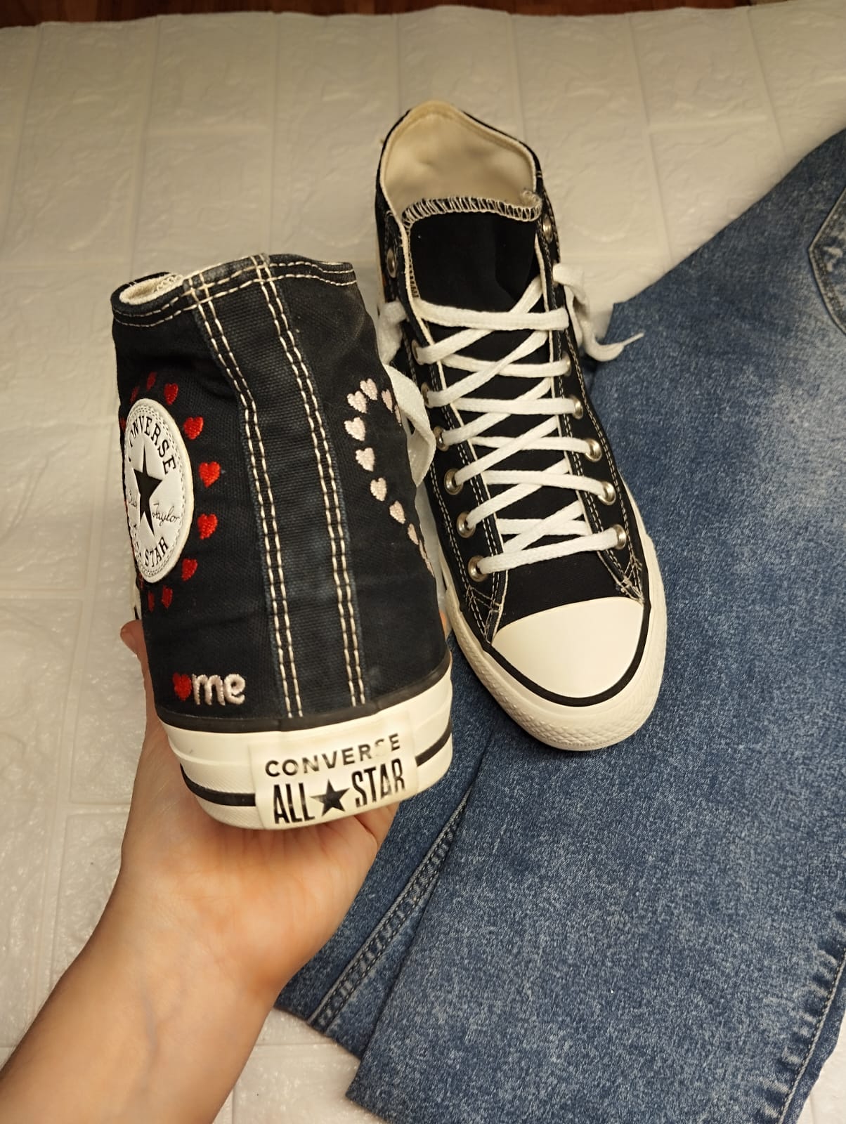 Black heart high rise converse