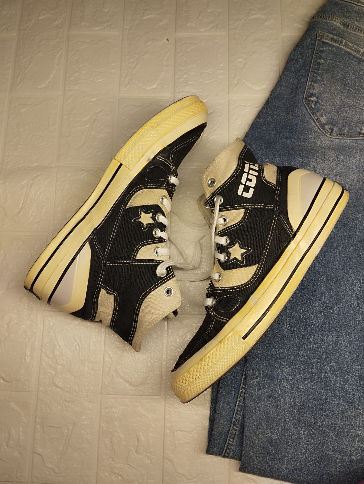 Black and white high rise converse