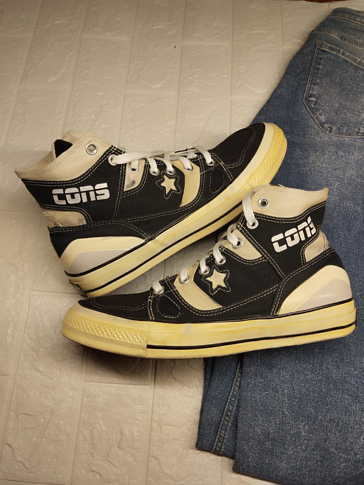 Black and white high rise converse