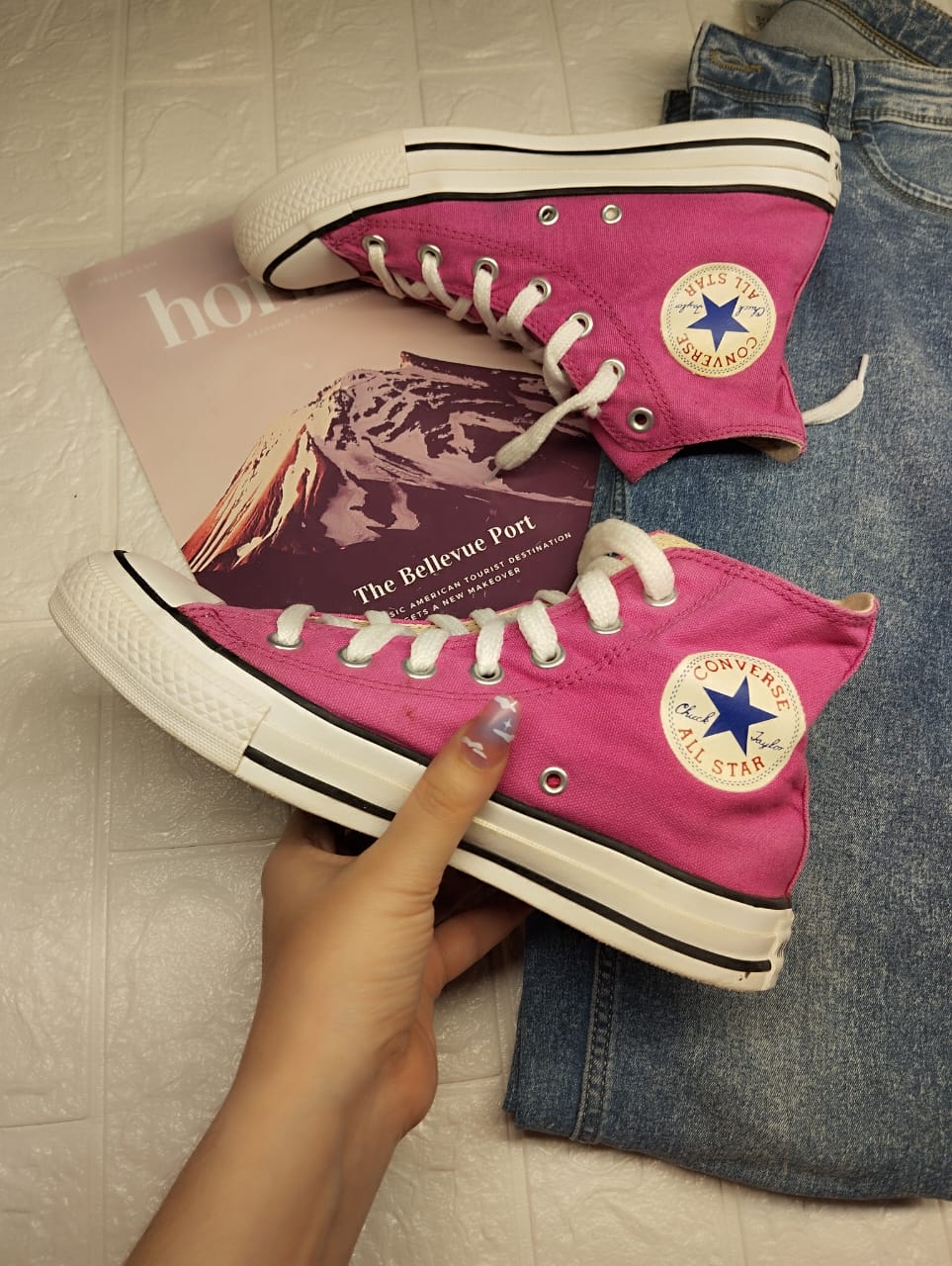 Pink high rise converse
