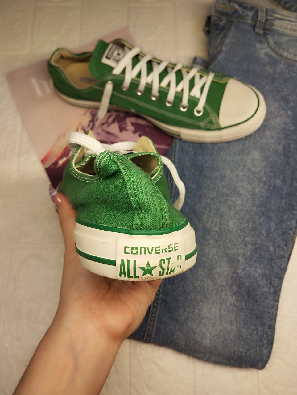Green low rise converse