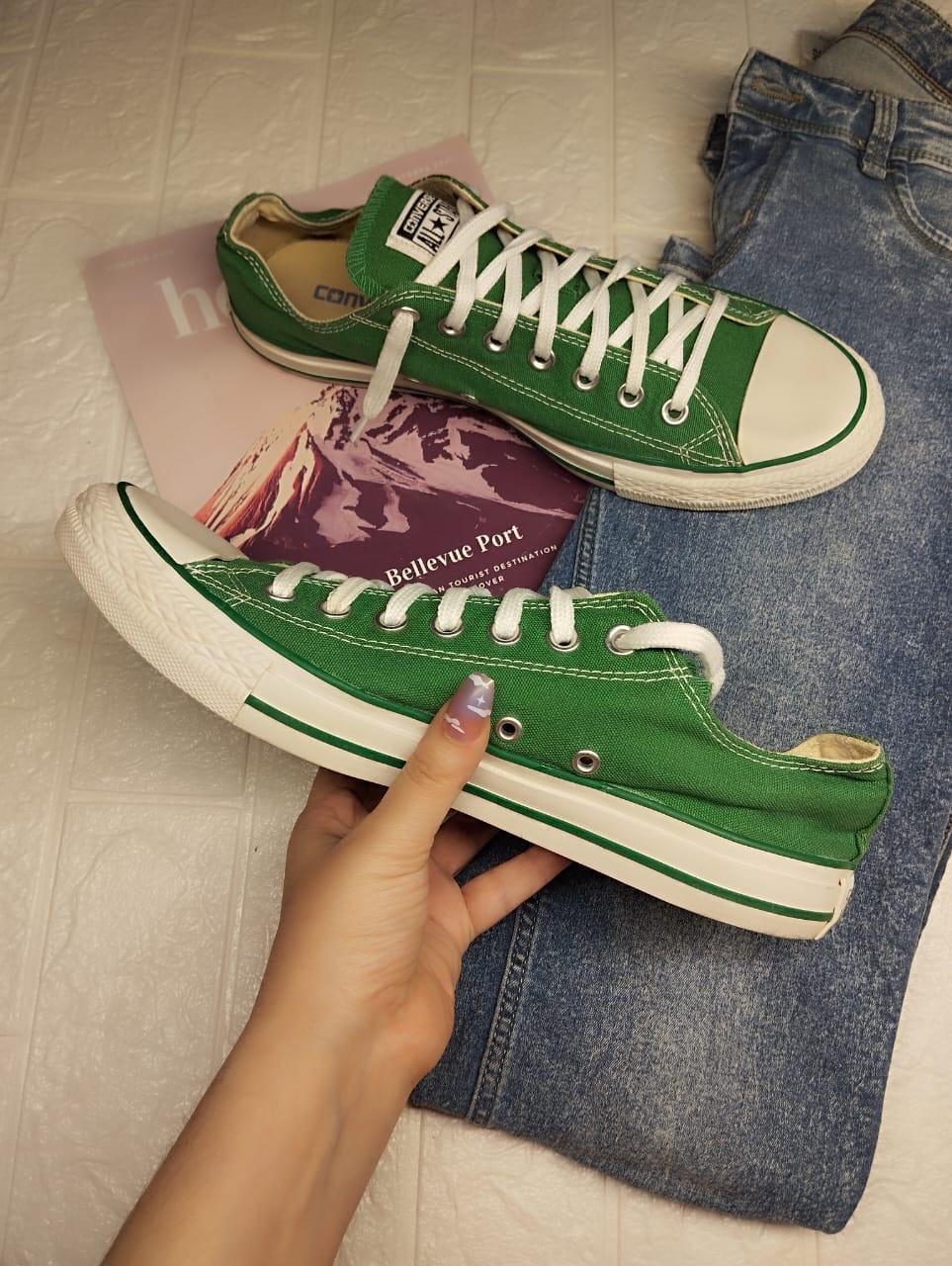 Green low rise converse