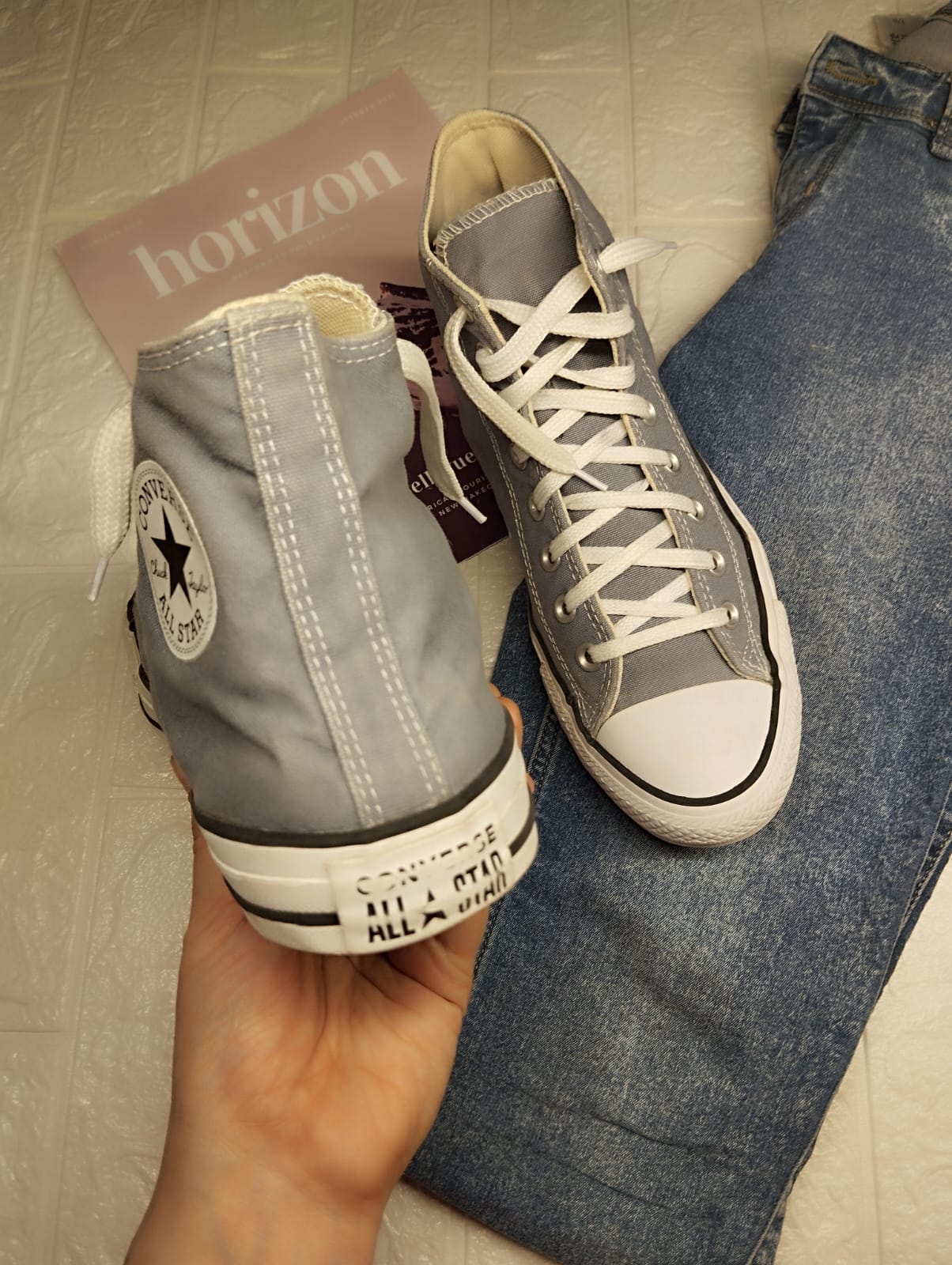 Light grey high rise converse