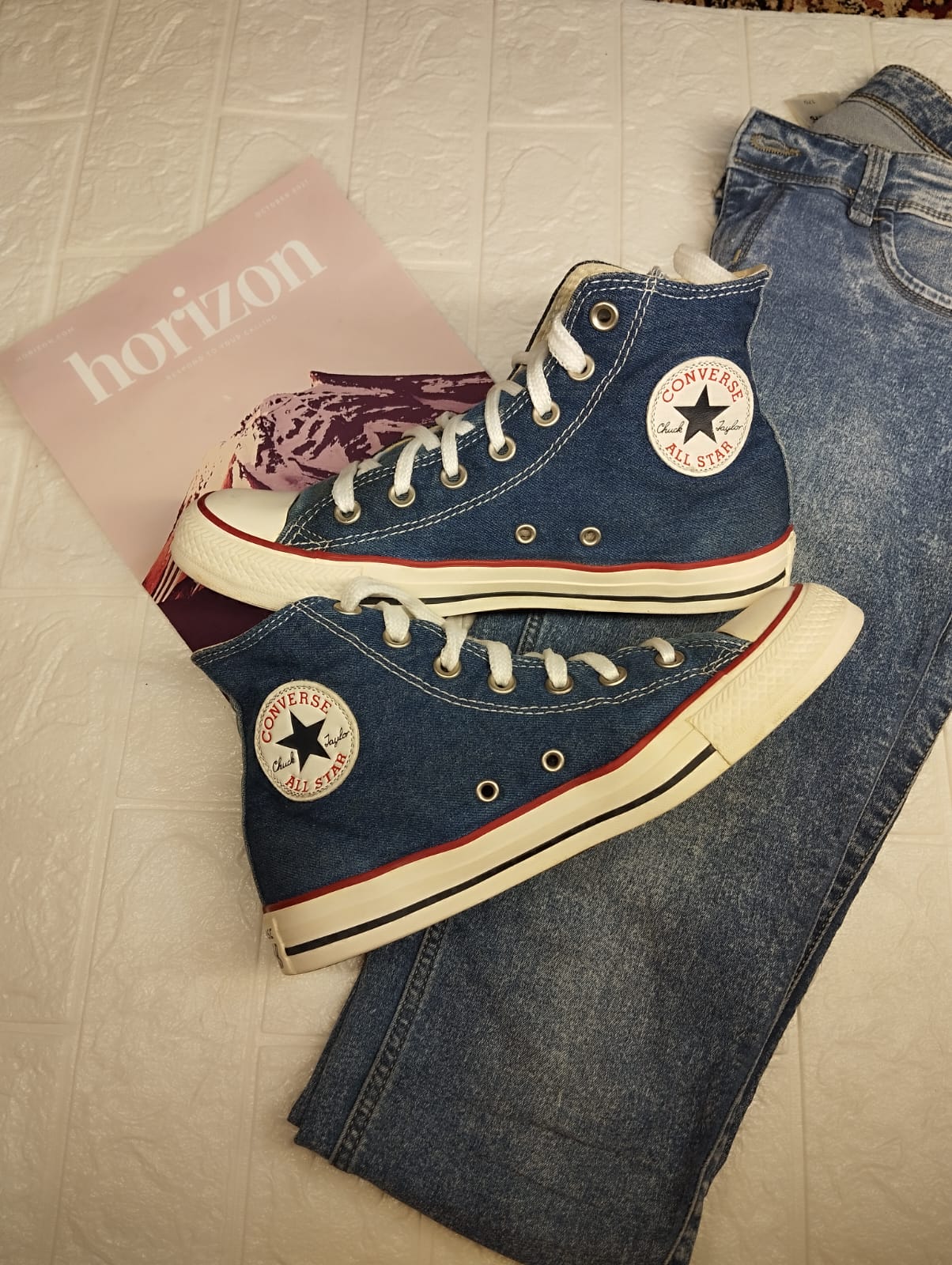 Denim blue high rise converse