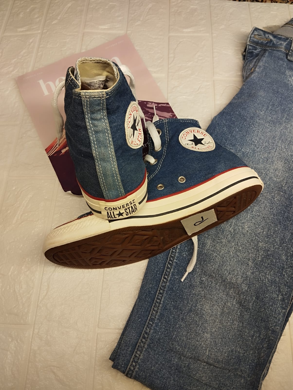 Denim blue high rise converse