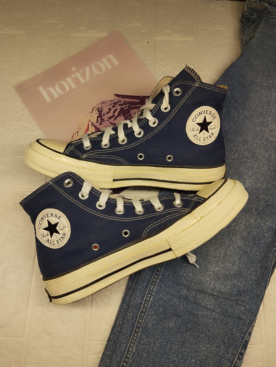Navy blue high rise taylor chuck
