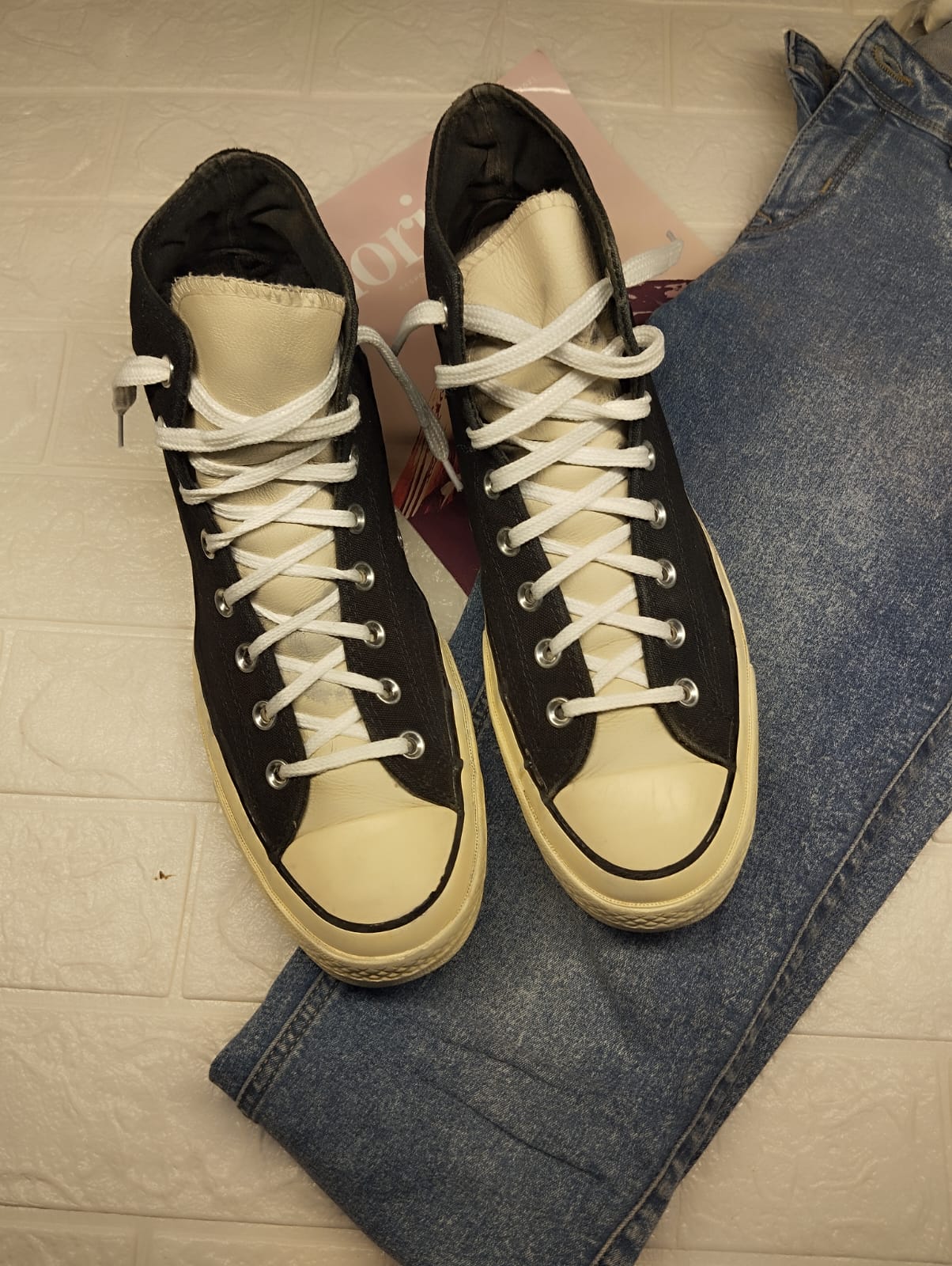 Black and white high rise converse