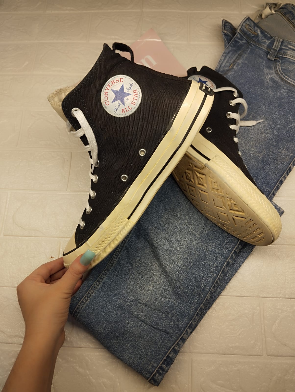 Black and white high rise converse