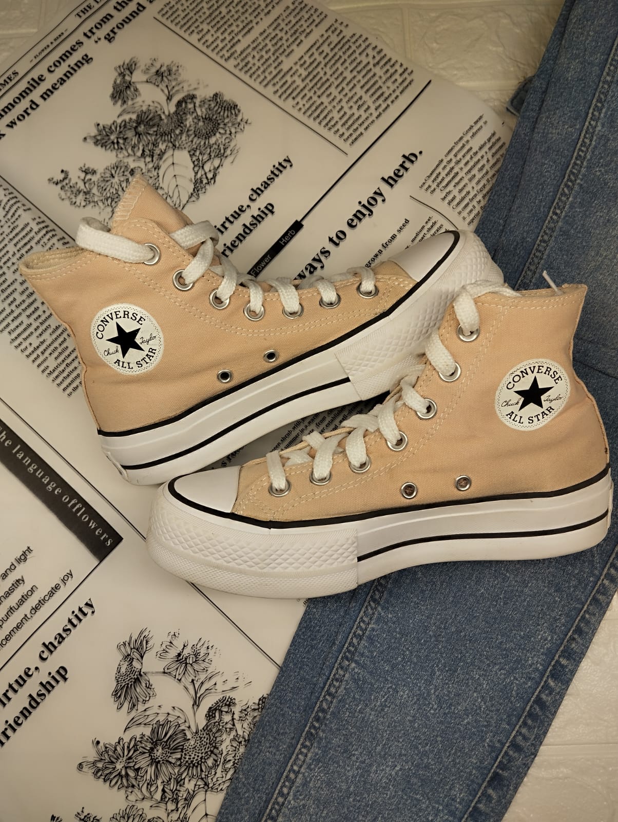 Beige high rise platform