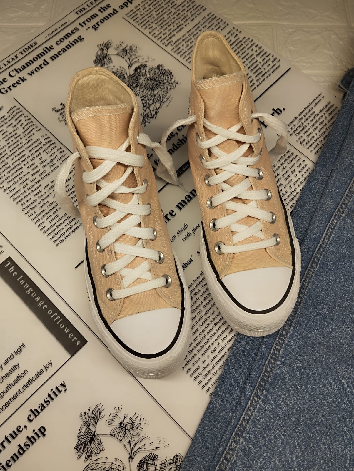 Beige high rise platform