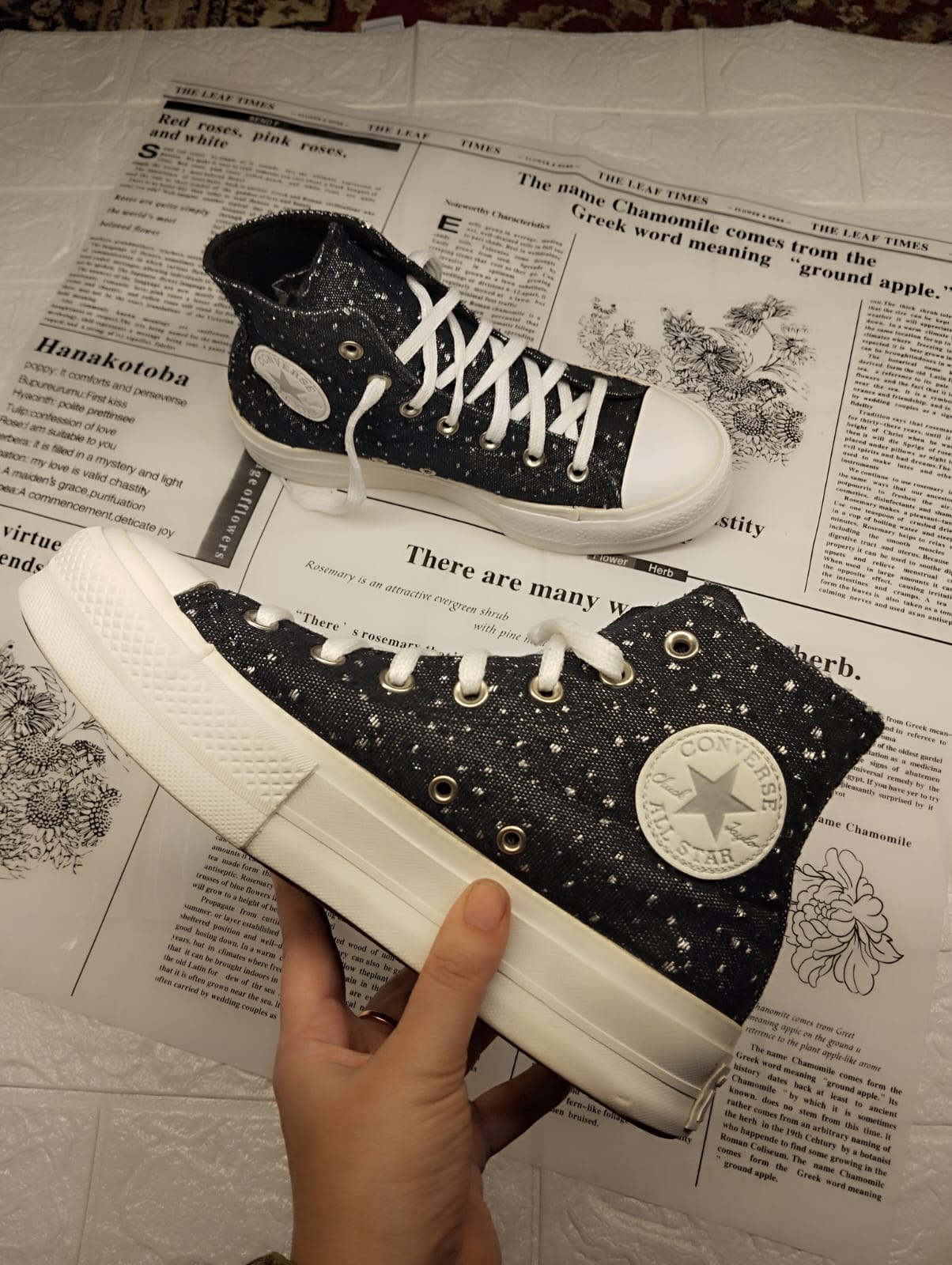 Black glitter high rise platform