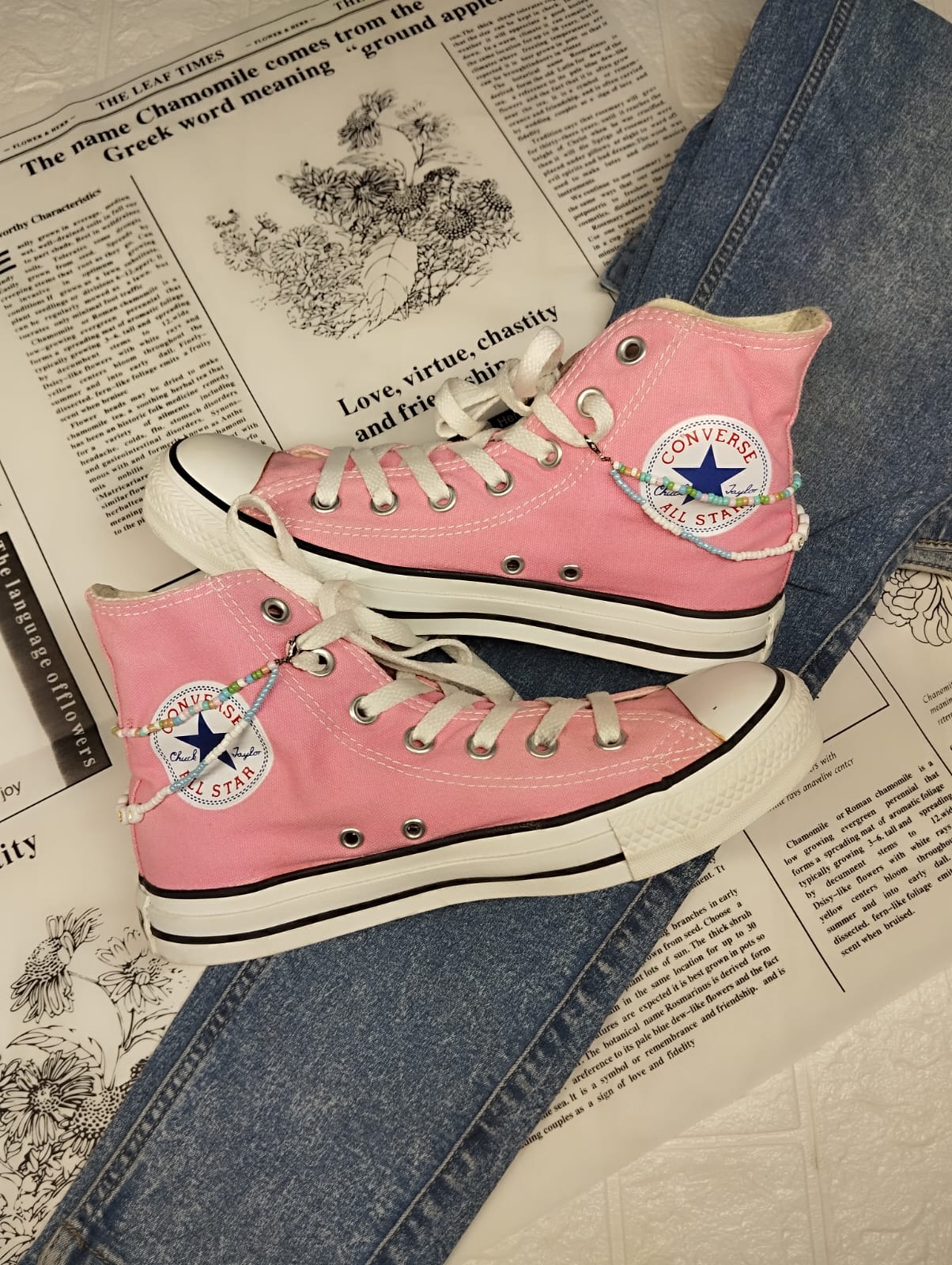 Baby pink high rise converse
