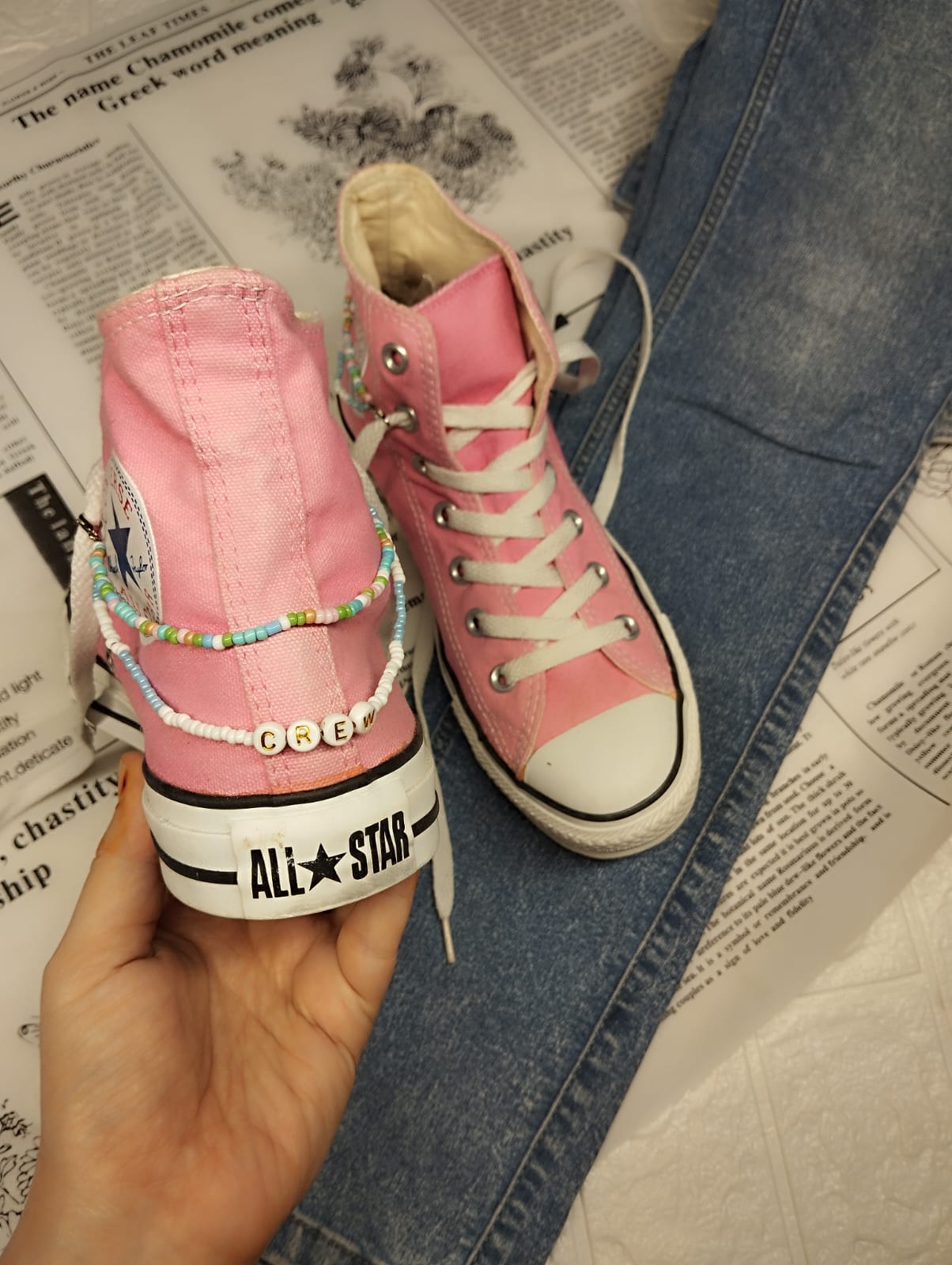 Baby pink high rise converse
