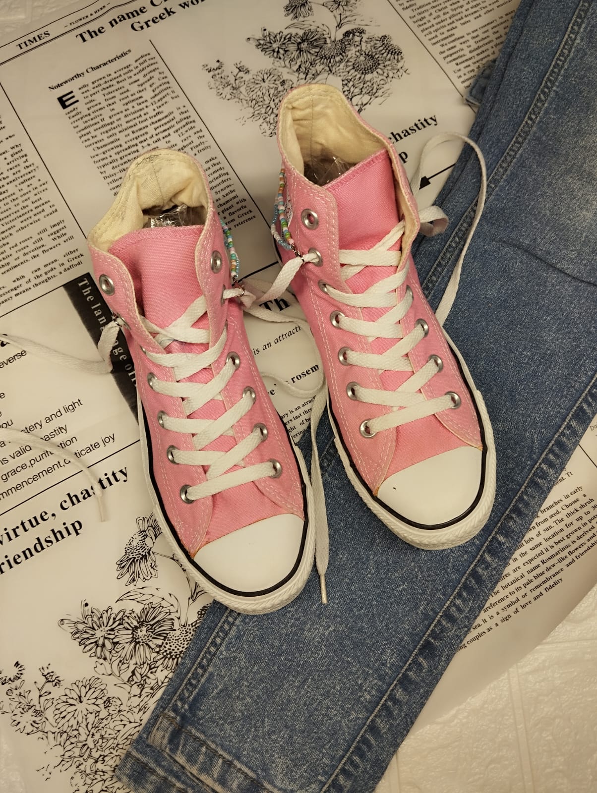 Baby pink high rise converse