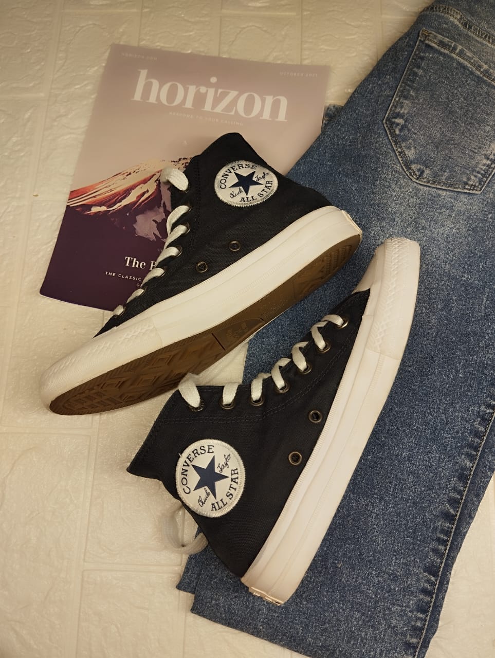 Black and white high rise converse (white logo)