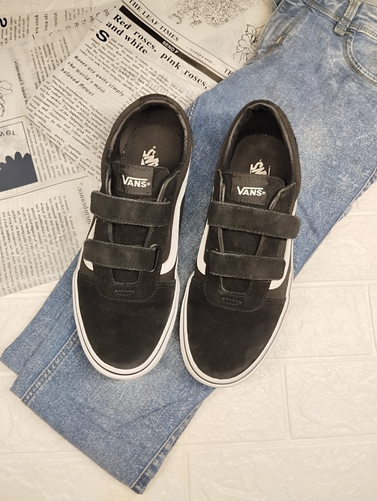 Black low rise vans (straps)