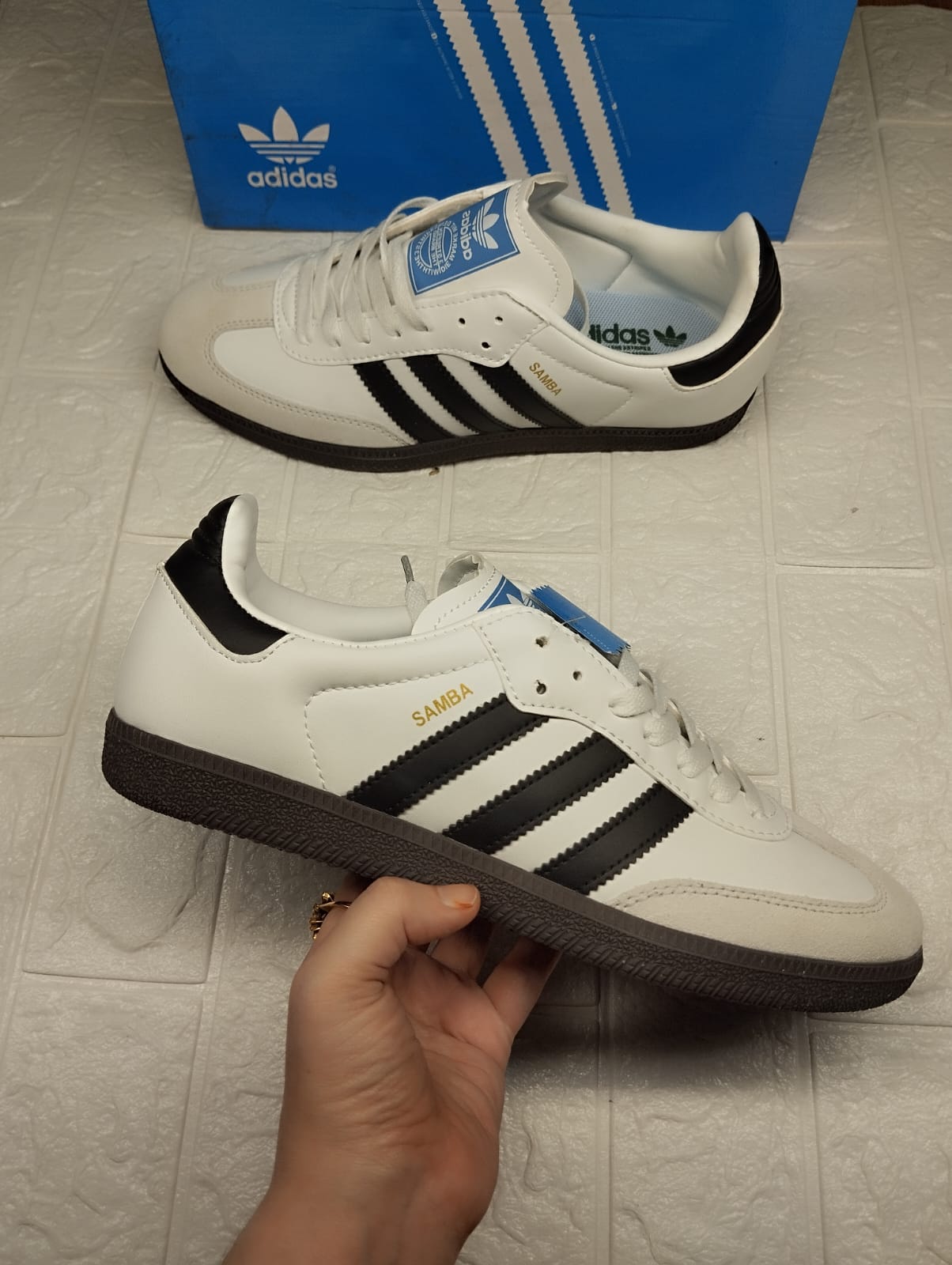 White adidas samba (misprinted logo)