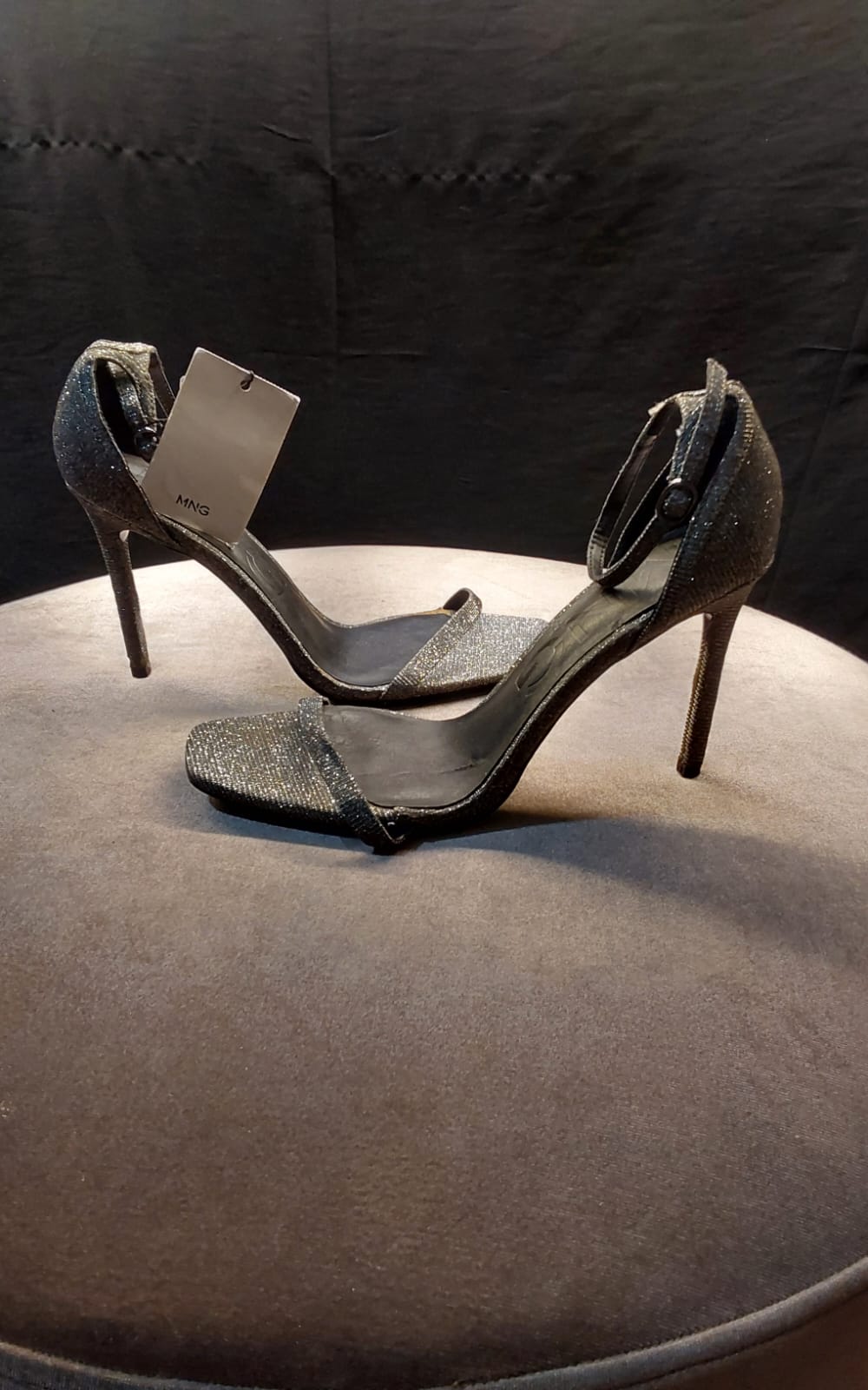 Black glitter heel
