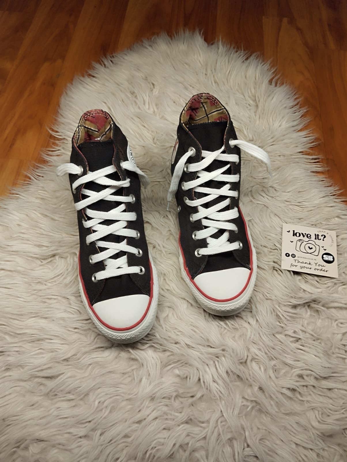 Black and red high rise converse