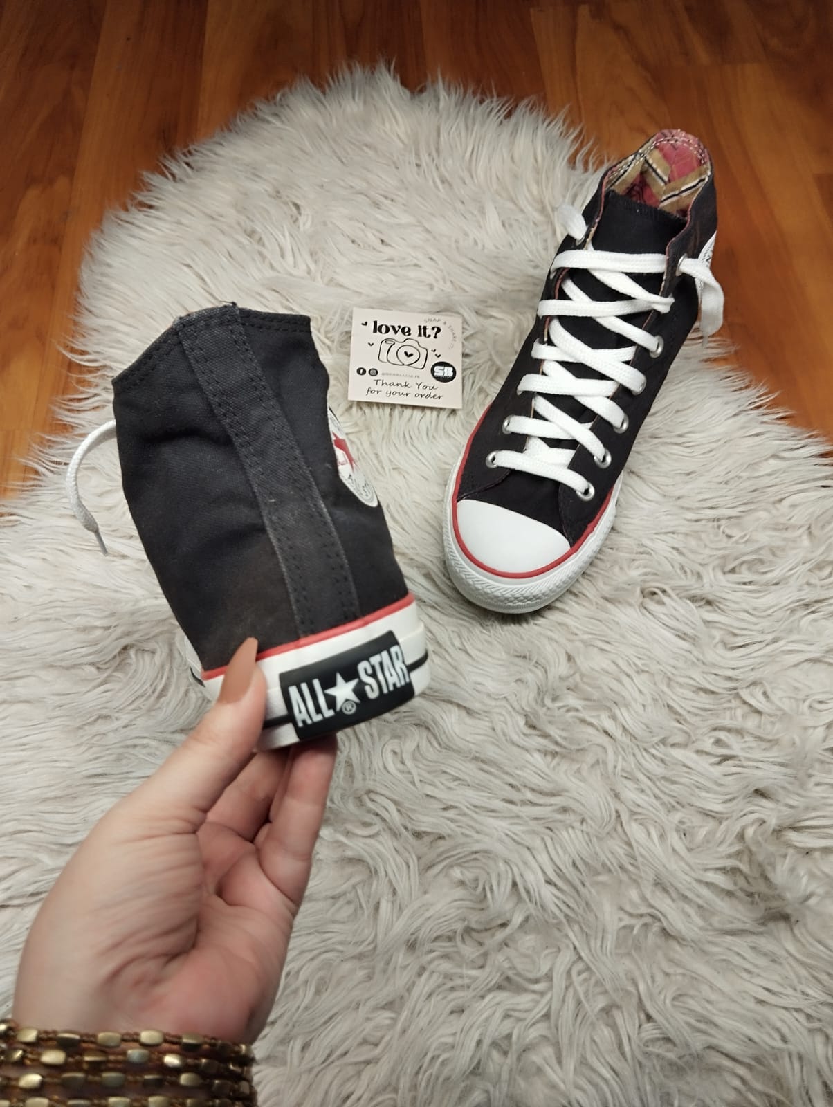 Black and red high rise converse