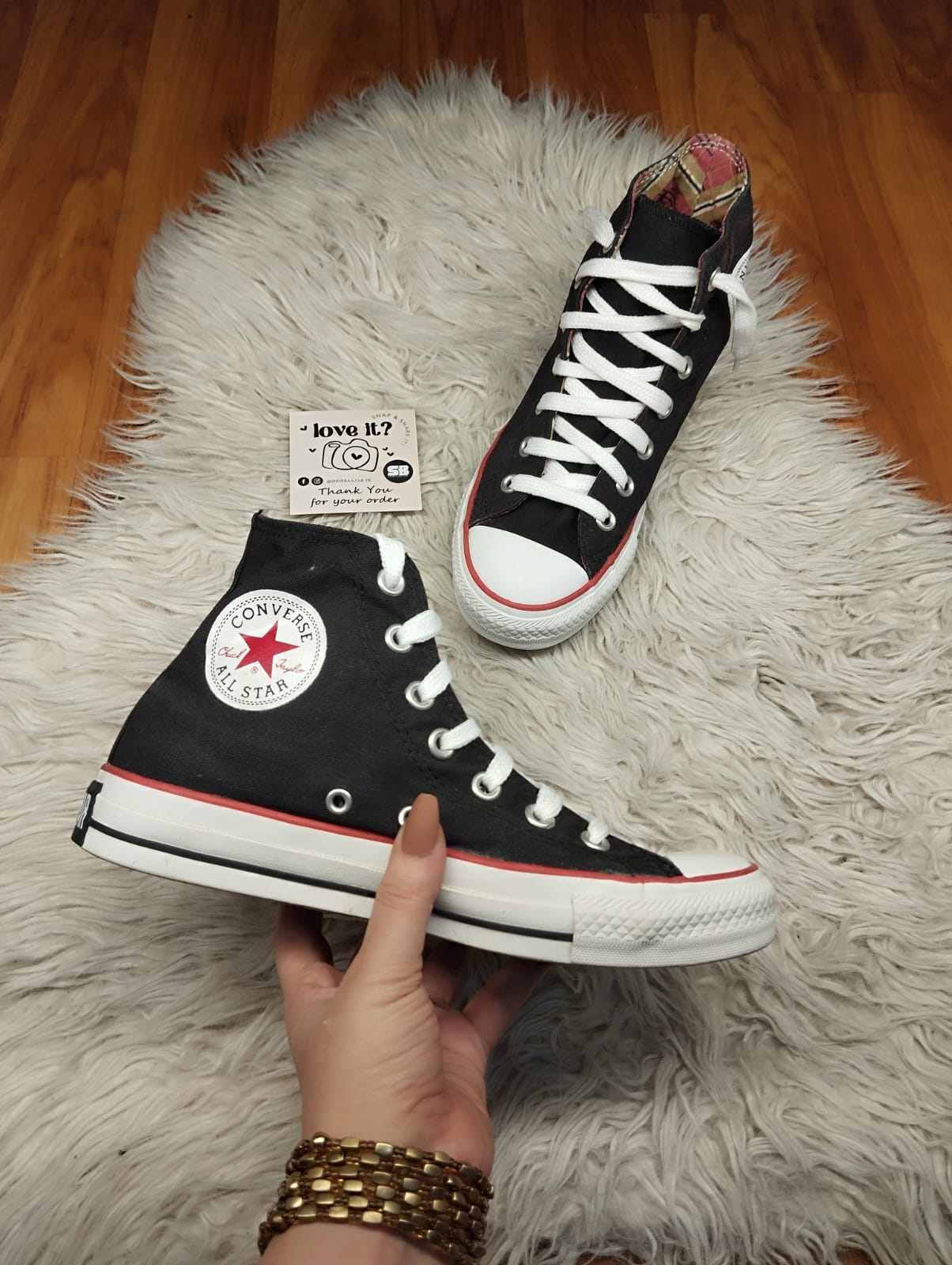 Black and red high rise converse