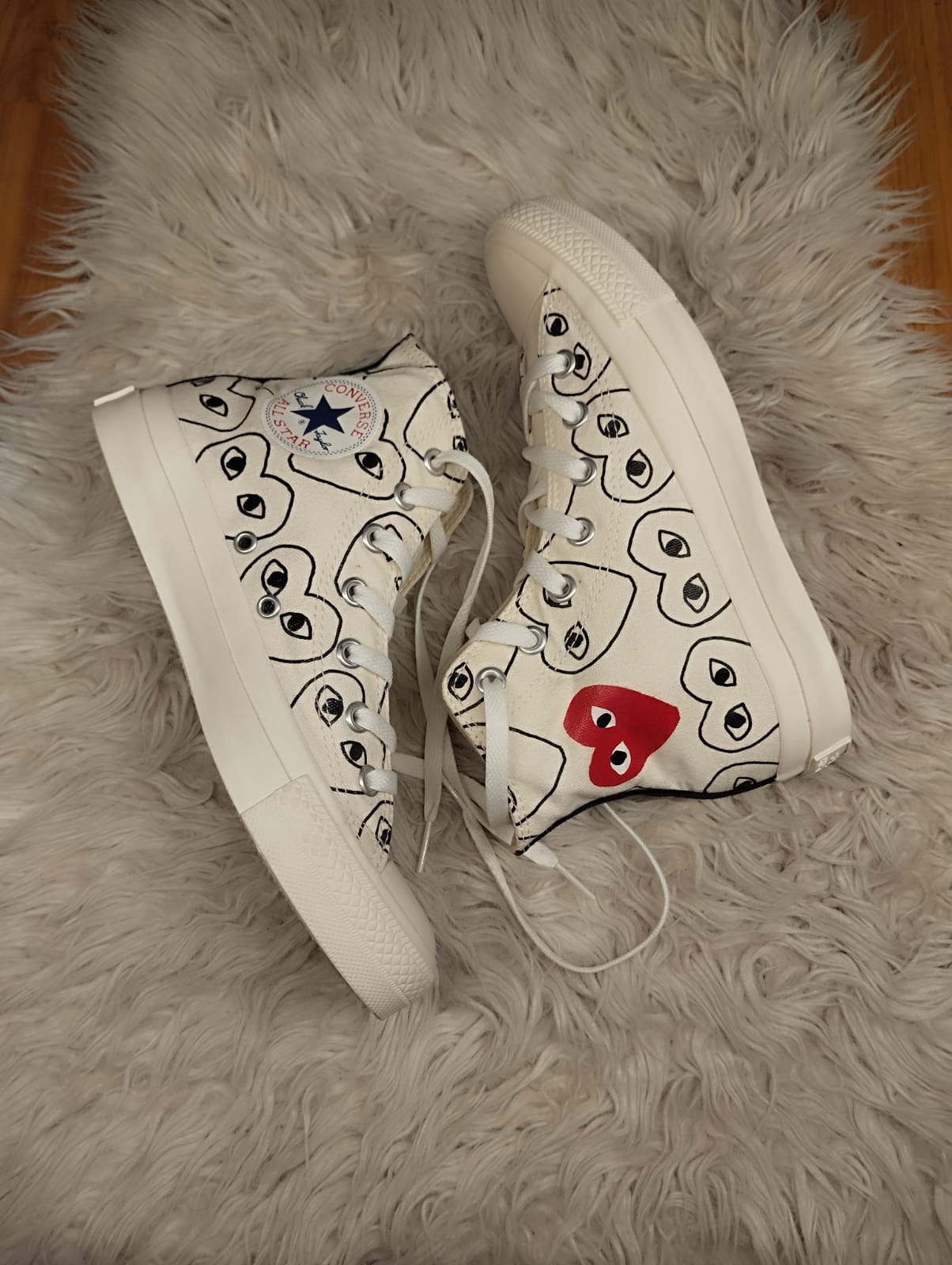 White heart eye high rise converse