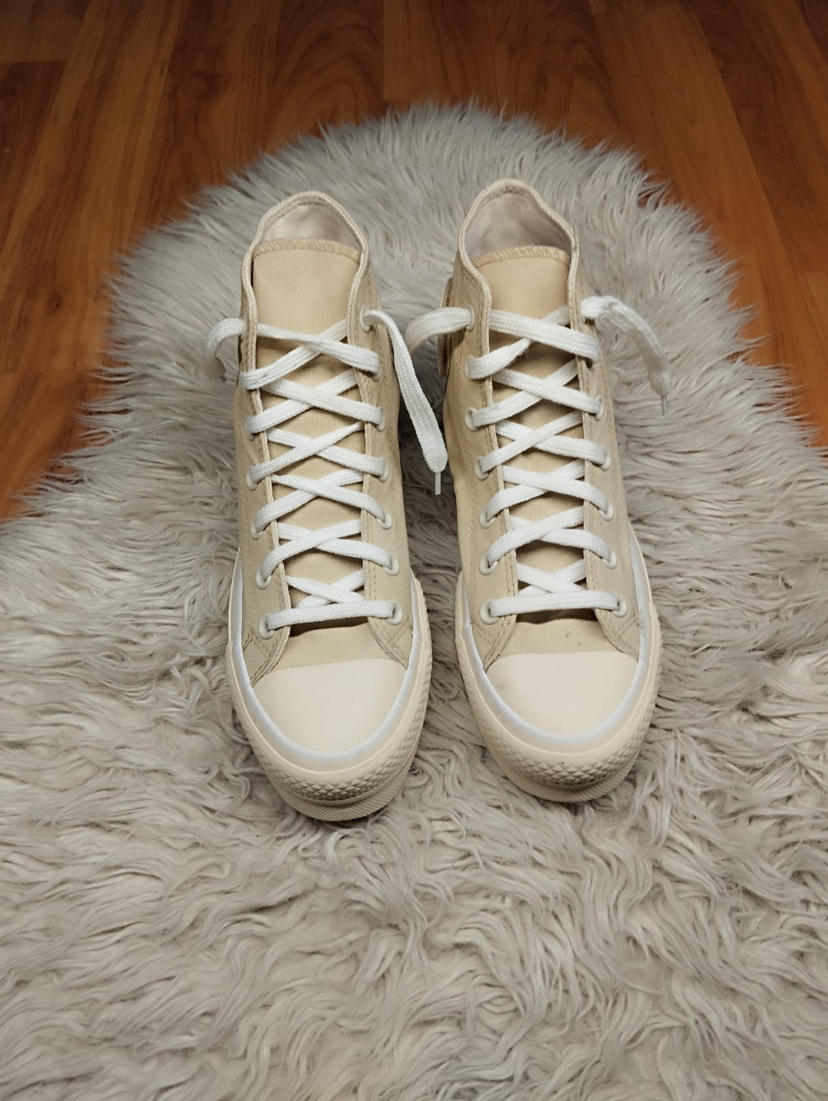 Beige high rise platform