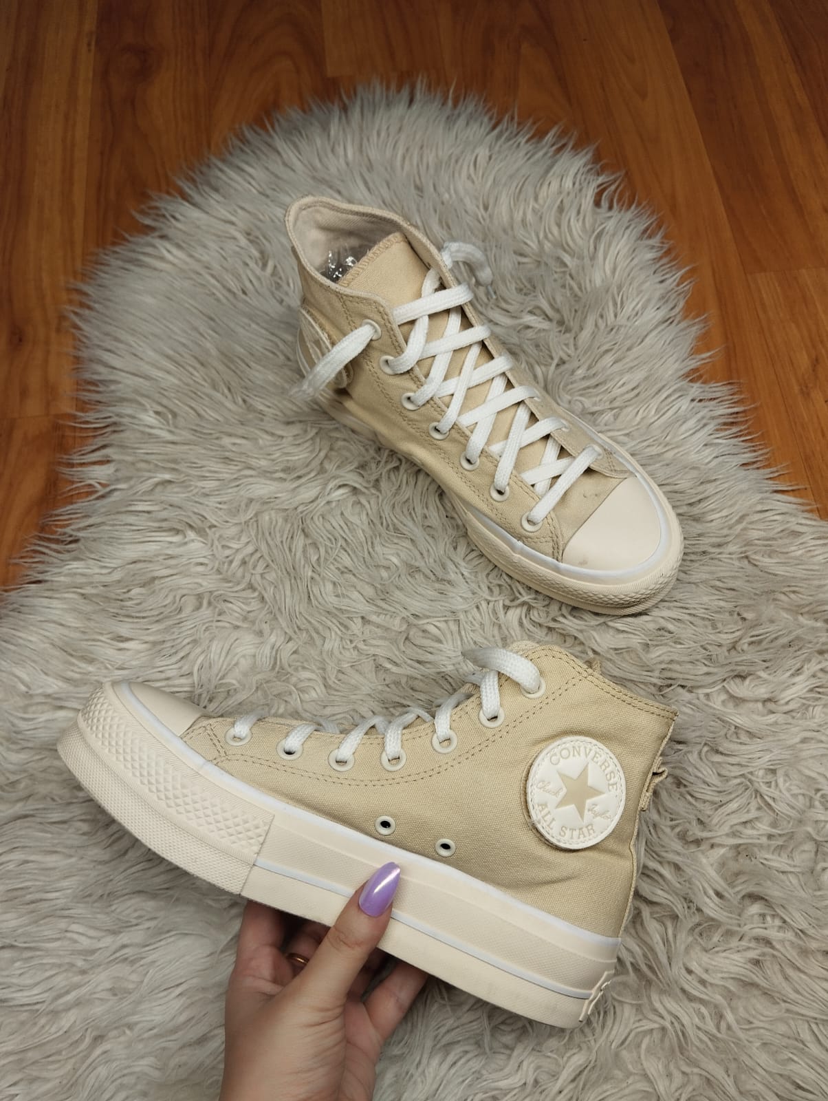 Beige high rise platform