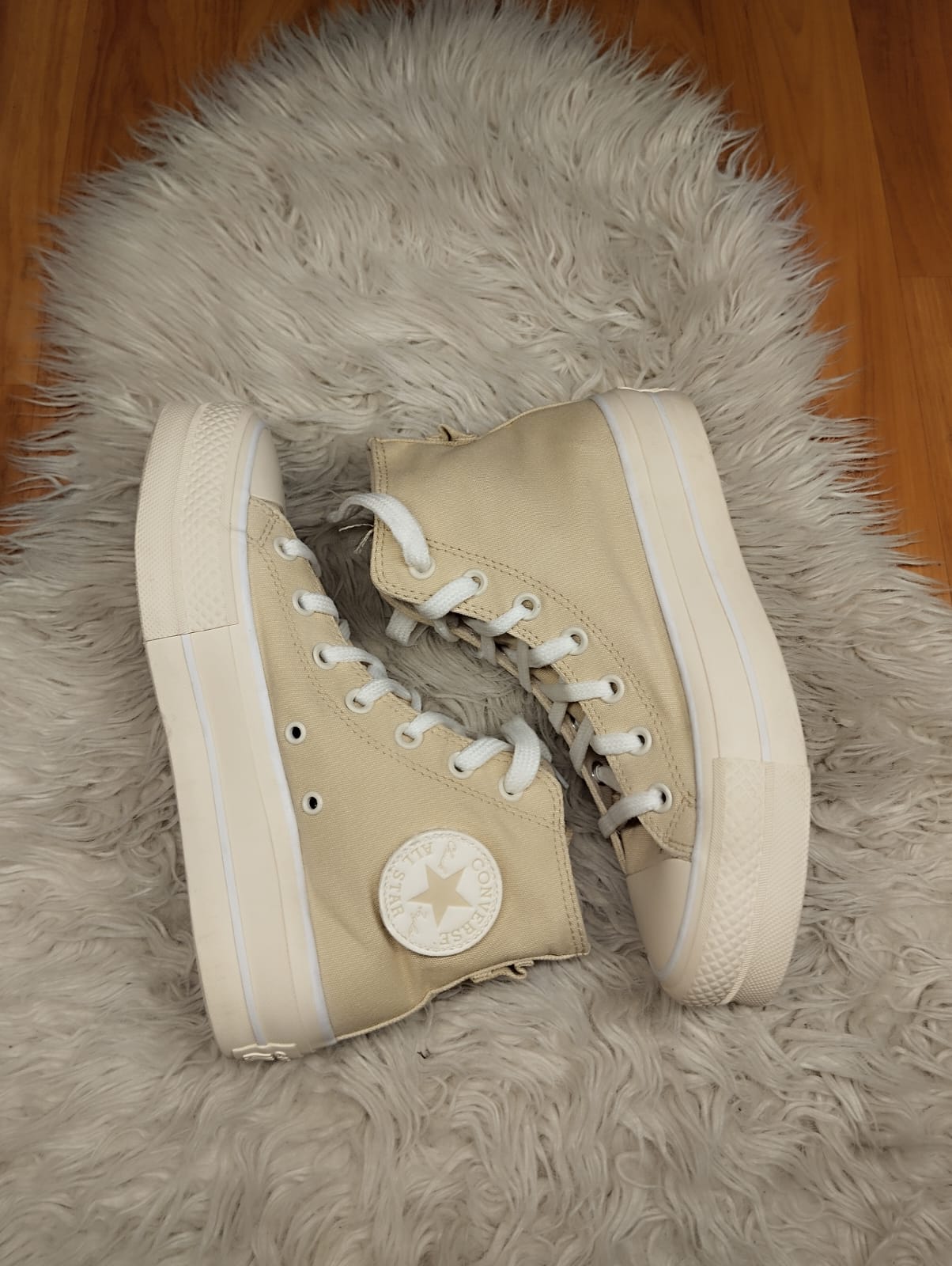 Beige high rise platform